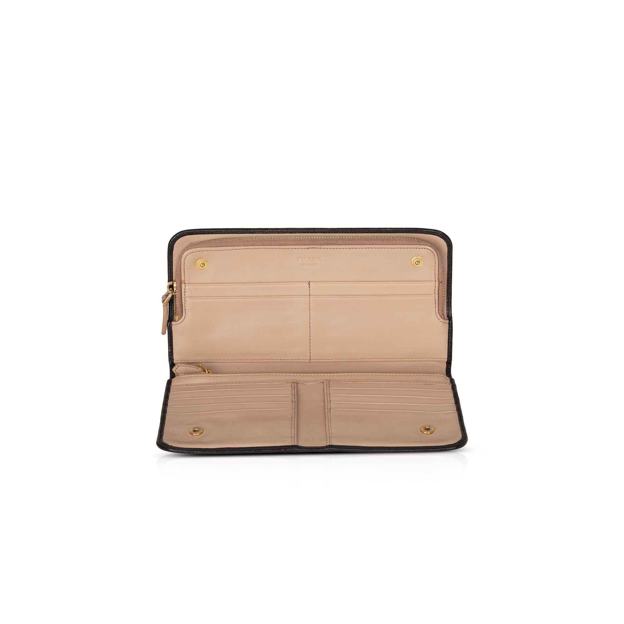 Prada Vitello Shine Leather Organizer Wallet