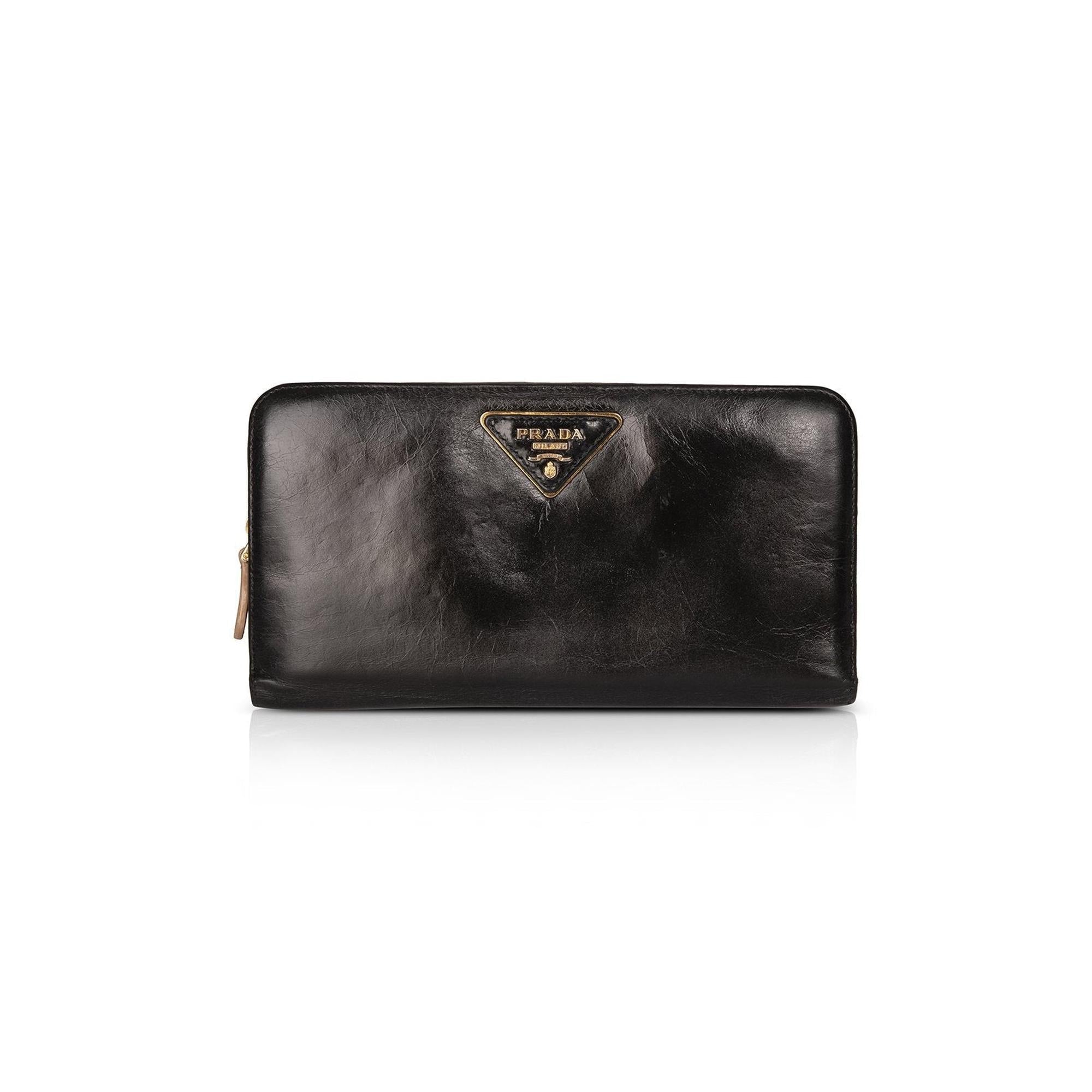 Prada Vitello Shine Leather Organizer Wallet