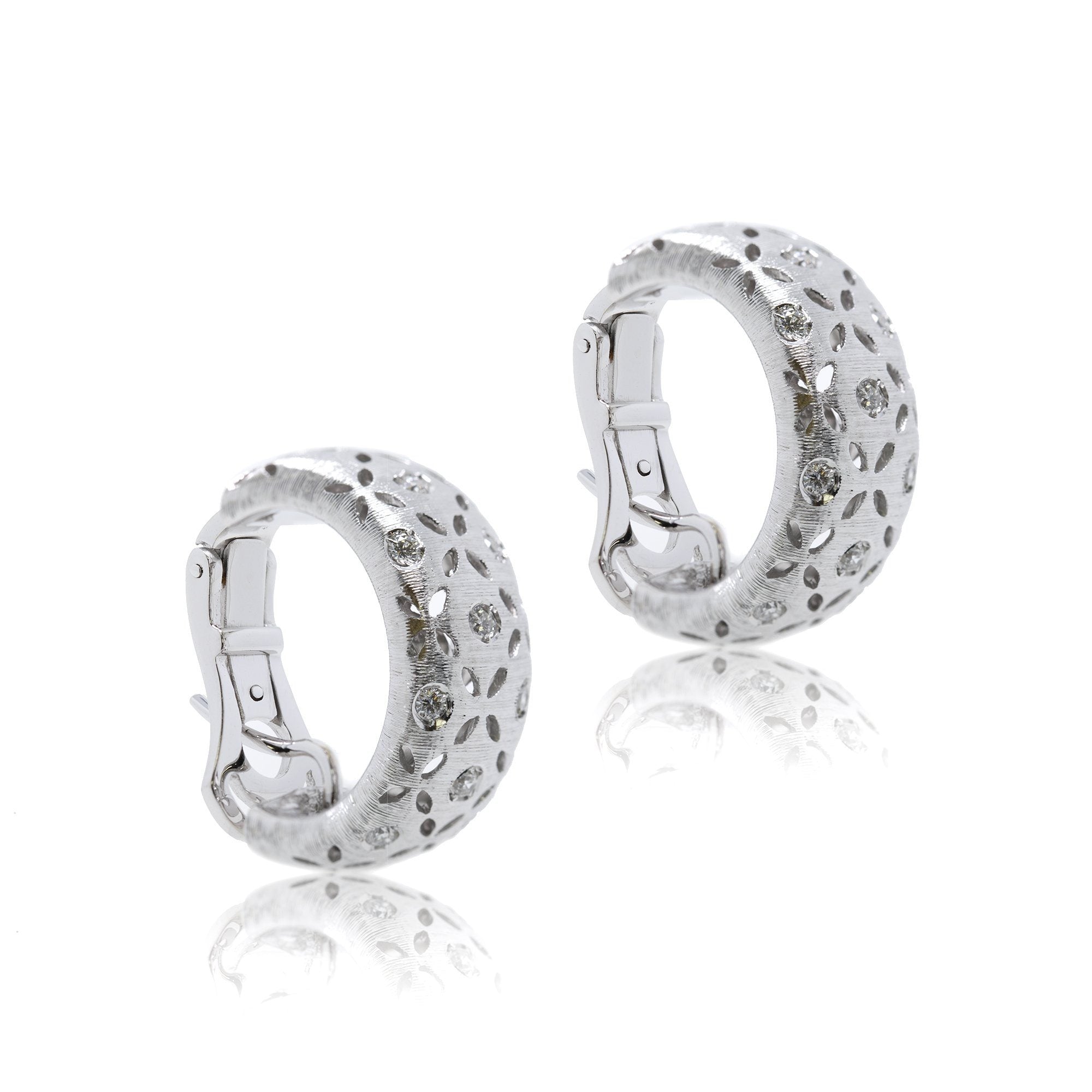 Roberto Coin 18k White Gold & Diamond Granada Hoop Earrings