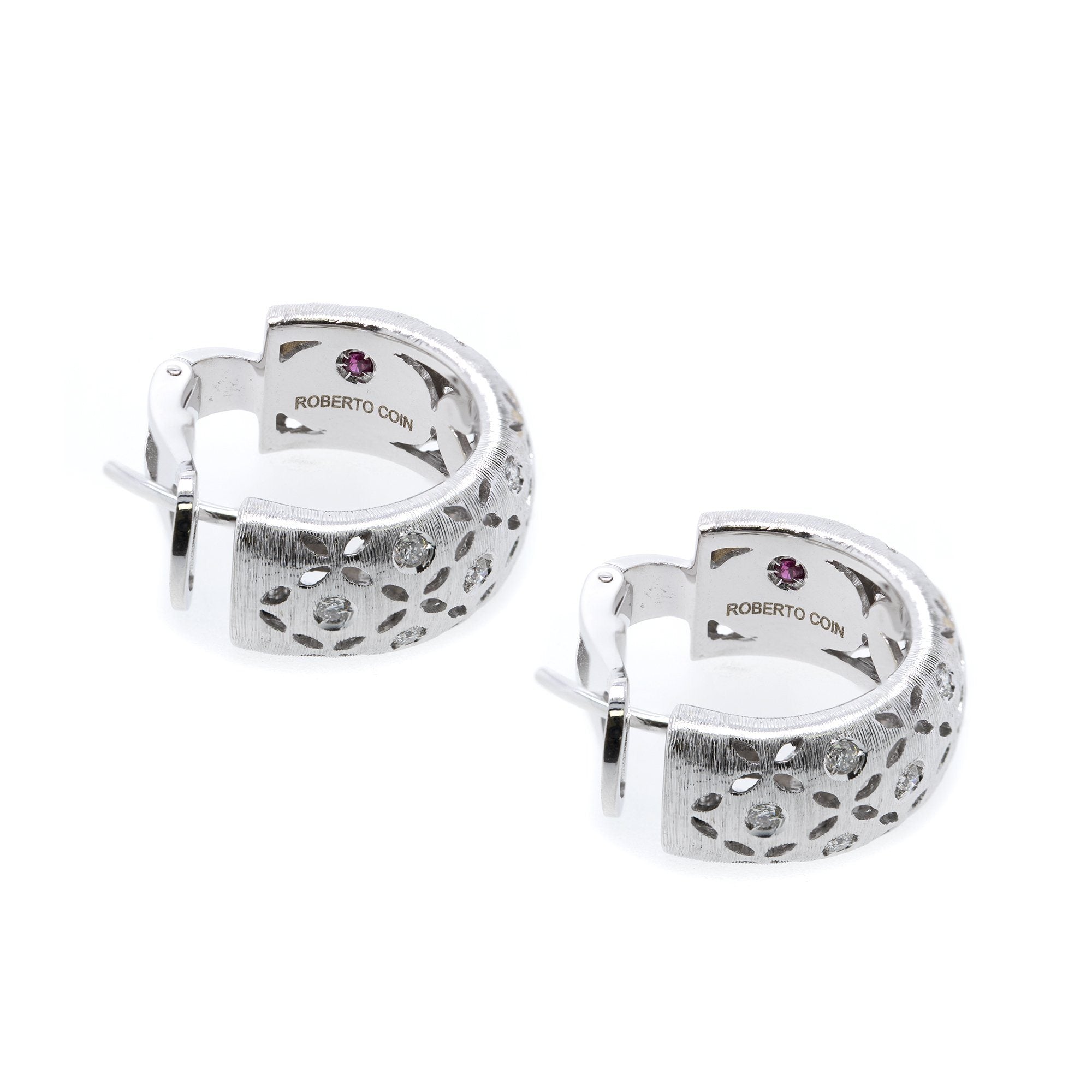 Roberto Coin 18k White Gold & Diamond Granada Hoop Earrings