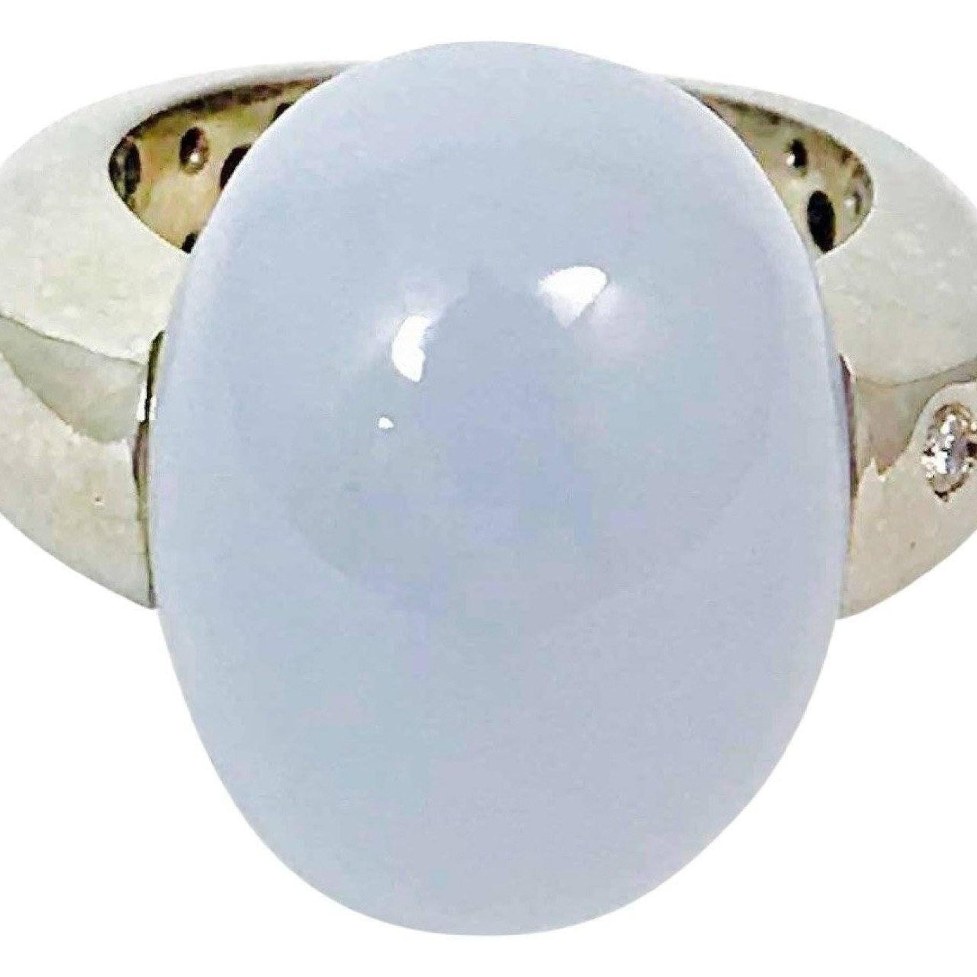 Roberto Coin Moonstone and Diamond Ring in 18 Karat White Gold