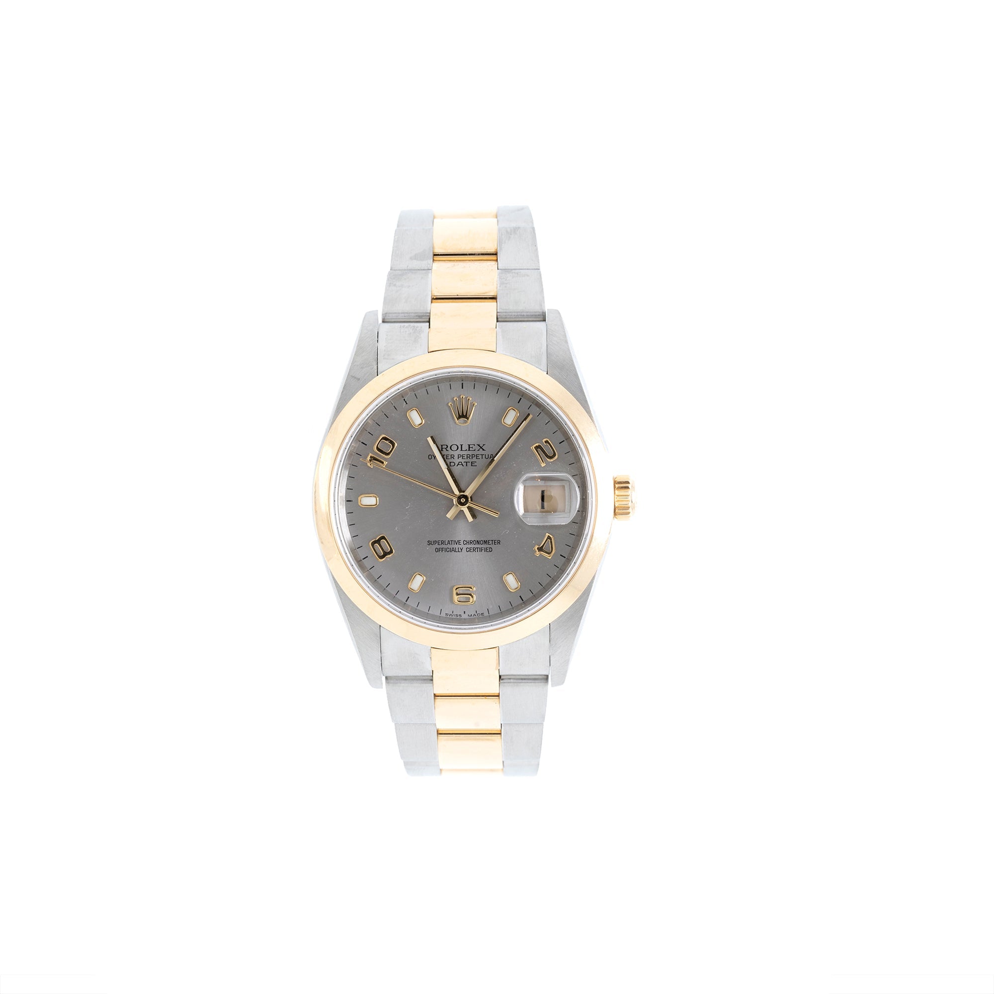 Rolex Steel & Gold Oyster Perpetual Date 34 mm Watch w/ Box & Papers
