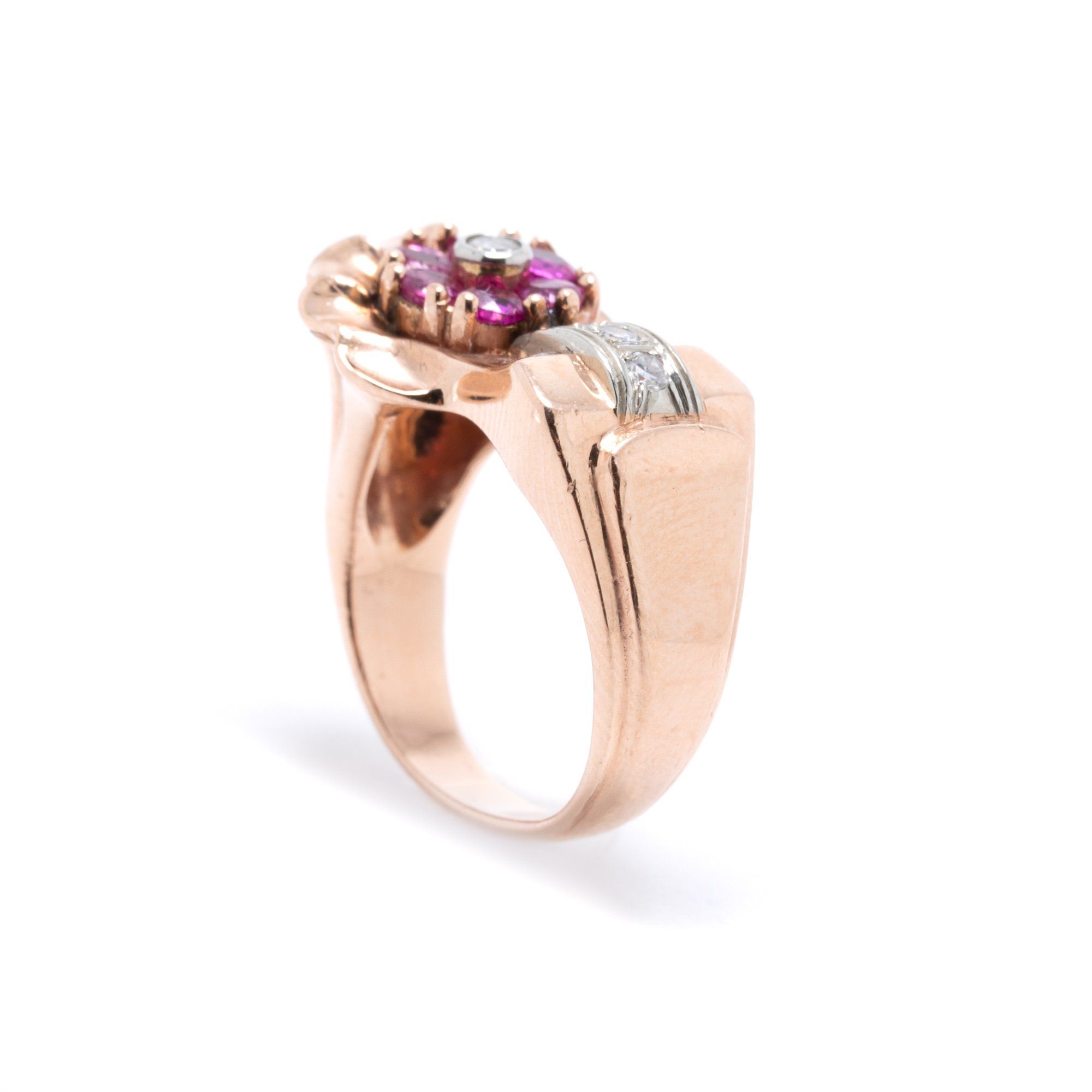 Rose Gold Ruby and Diamond Cocktail Ring