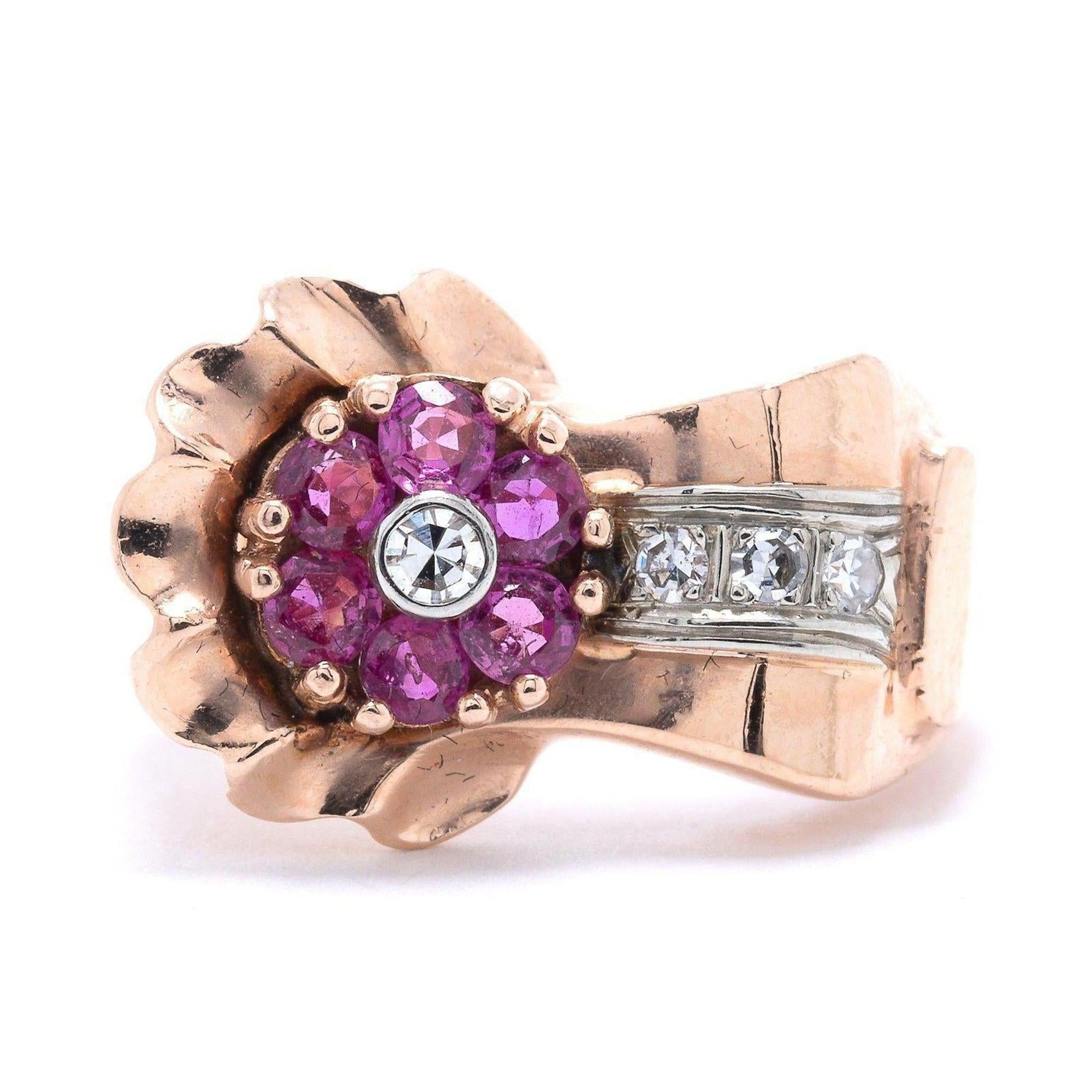 Rose Gold Ruby and Diamond Cocktail Ring