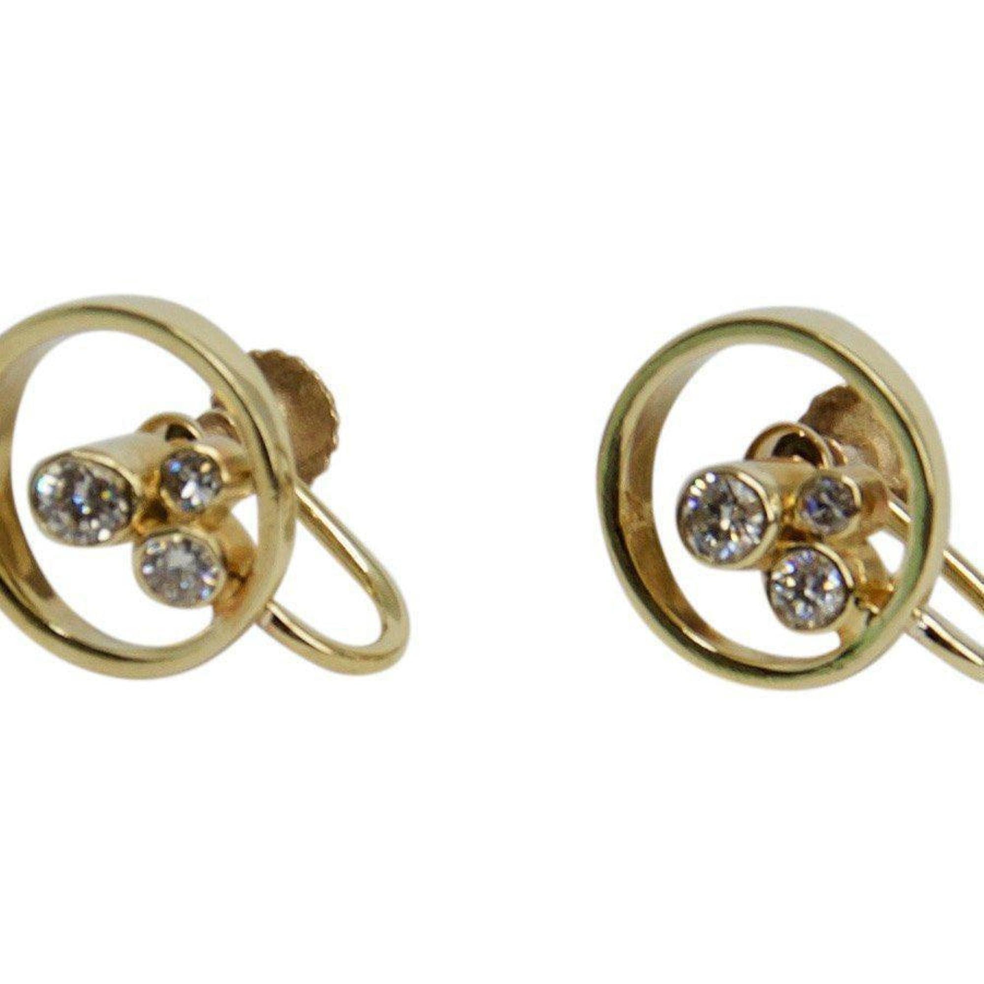 Round Diamond Screw Back Earrings