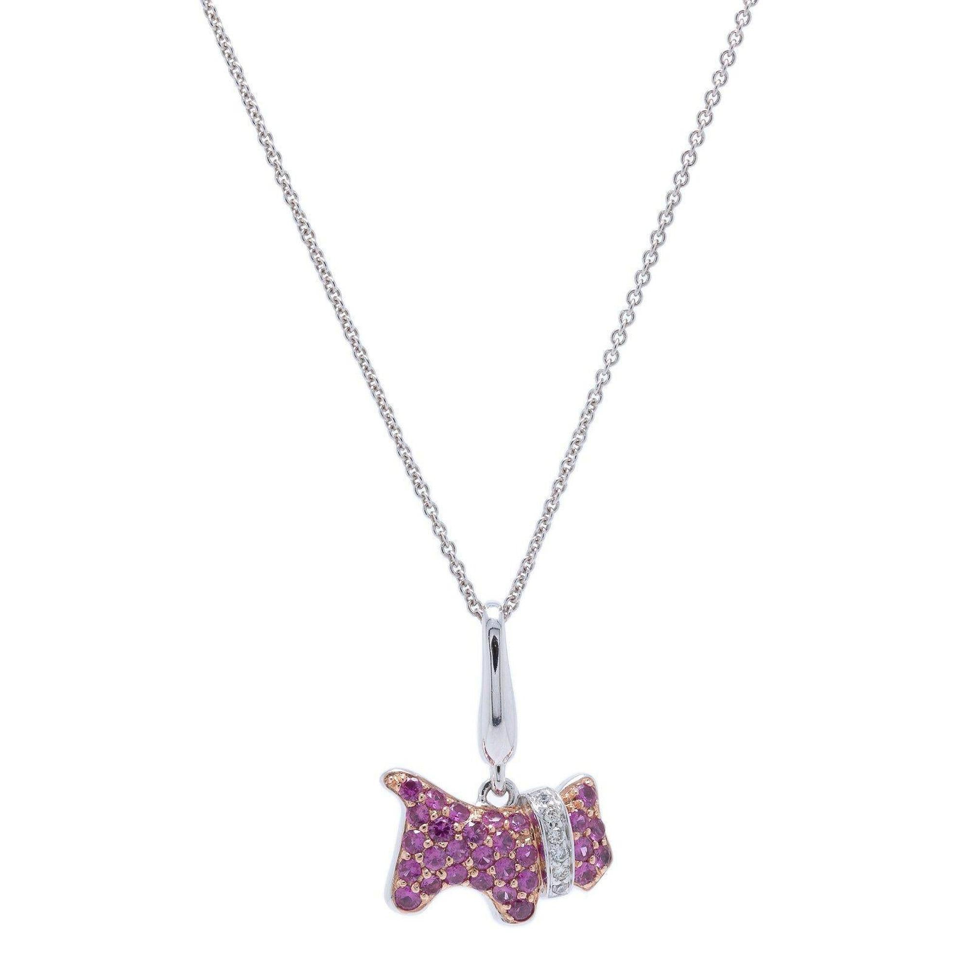 Ruby & Diamond Dog Pendant Necklace