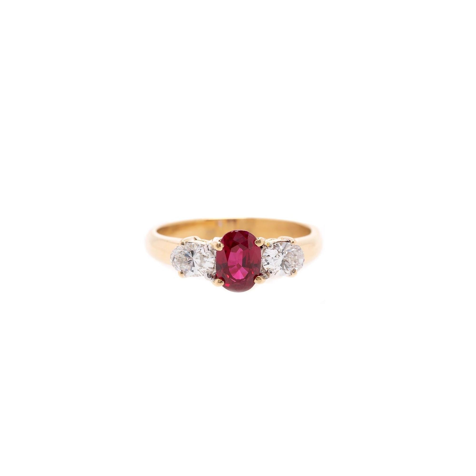 Ruby & Diamond Three Stone Cocktail Ring