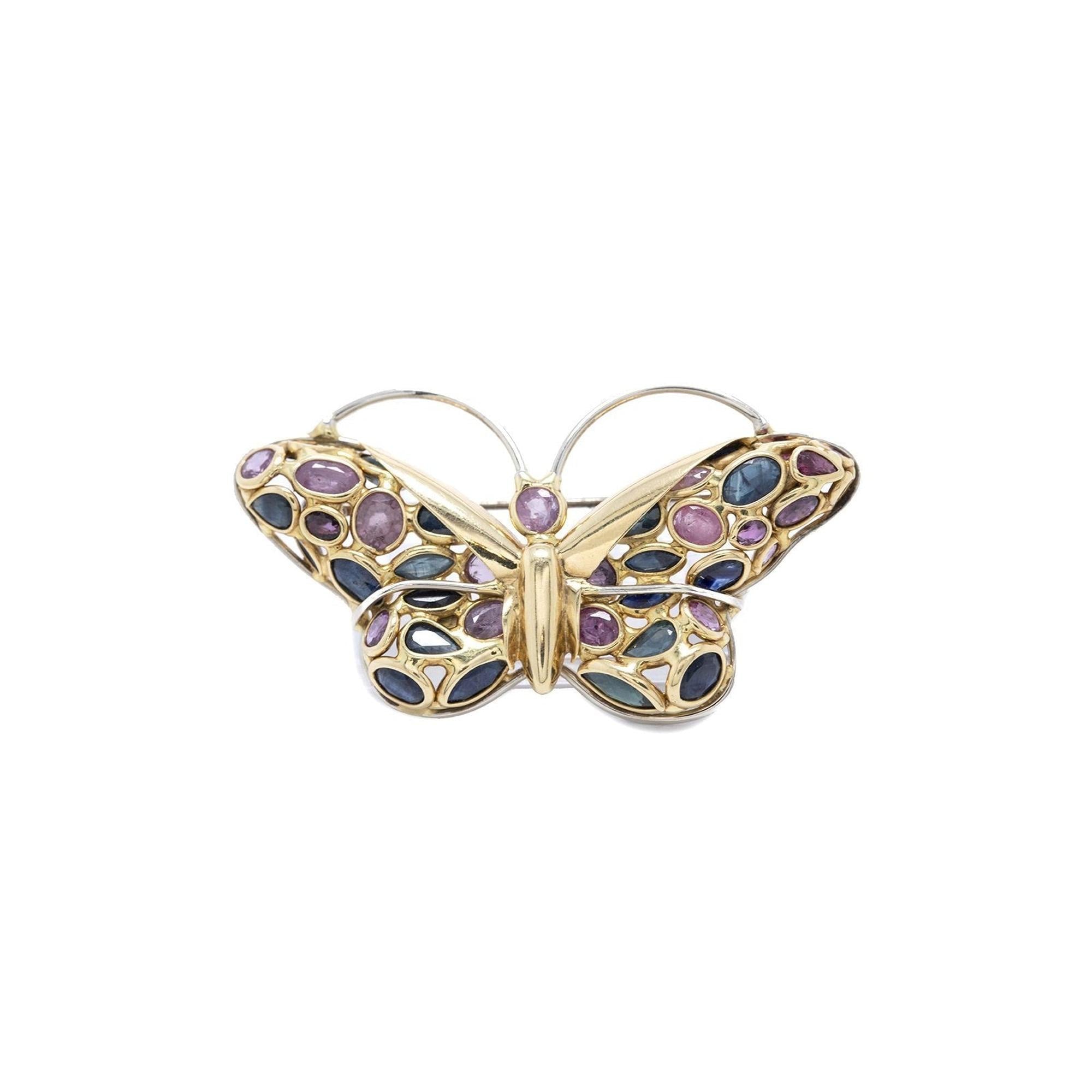 Ruby & Sapphire Butterfly Brooch