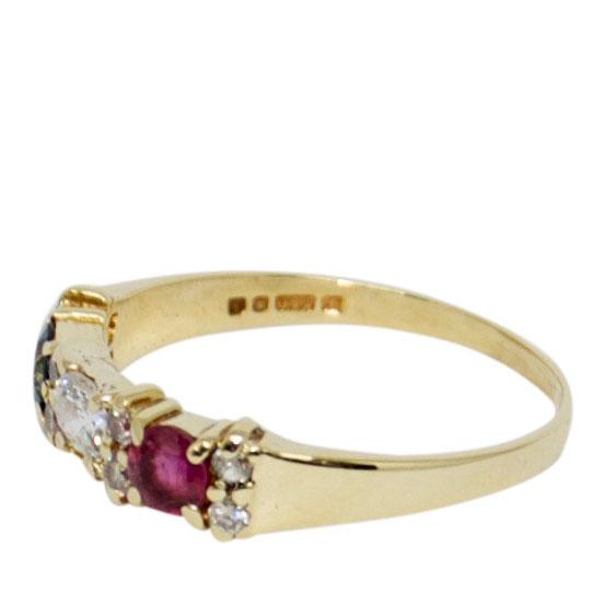 Ruby, Sapphire, and Diamond Cocktail Ring