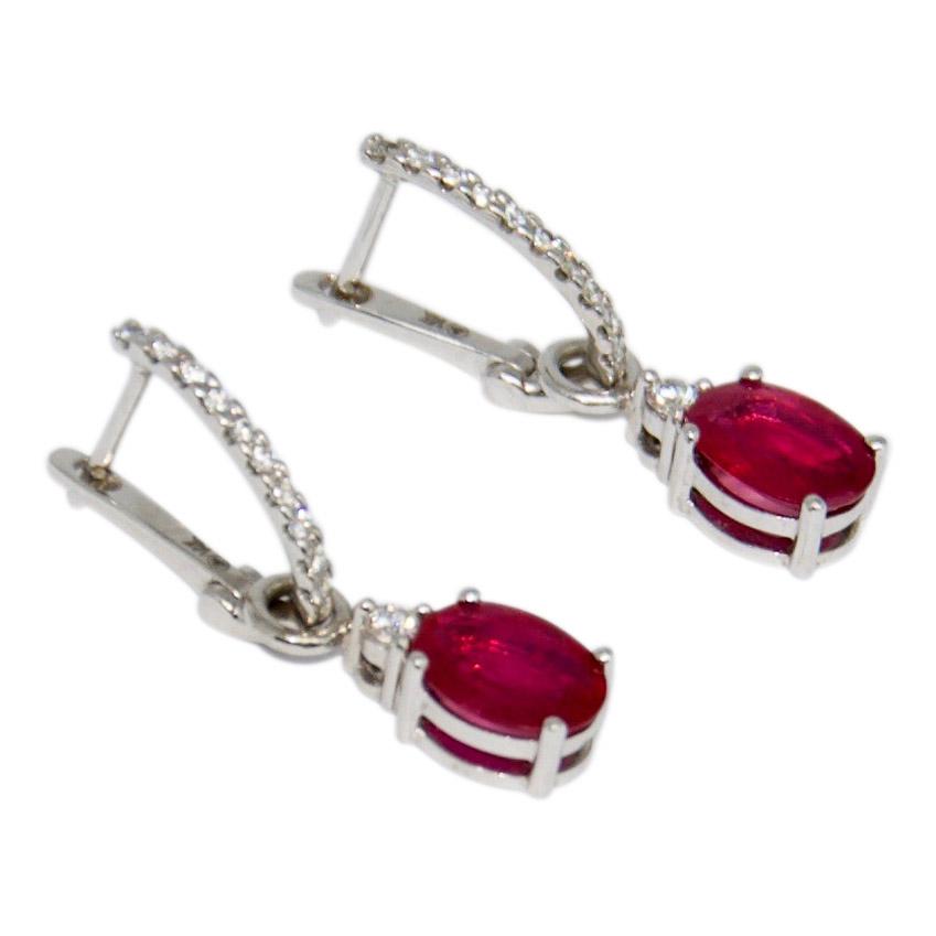 Ruby and Diamond Drop Earrings