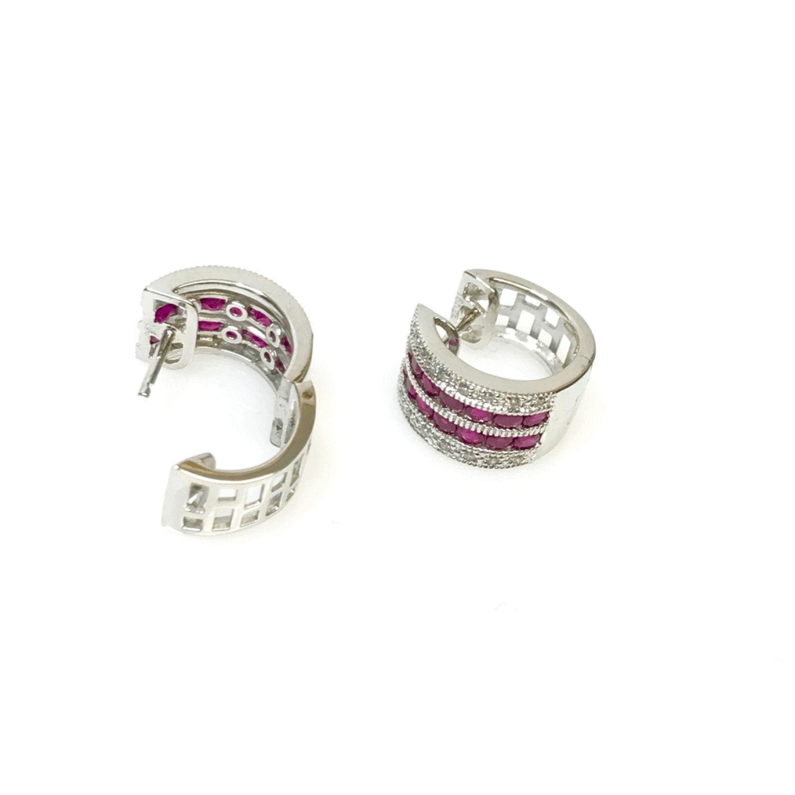 Ruby and Diamond Hoop Earrings