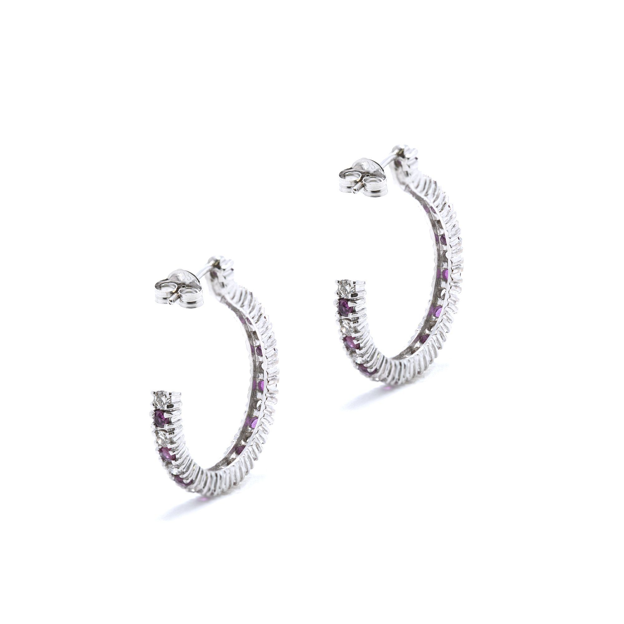 Ruby and Diamond Hoop Earrings