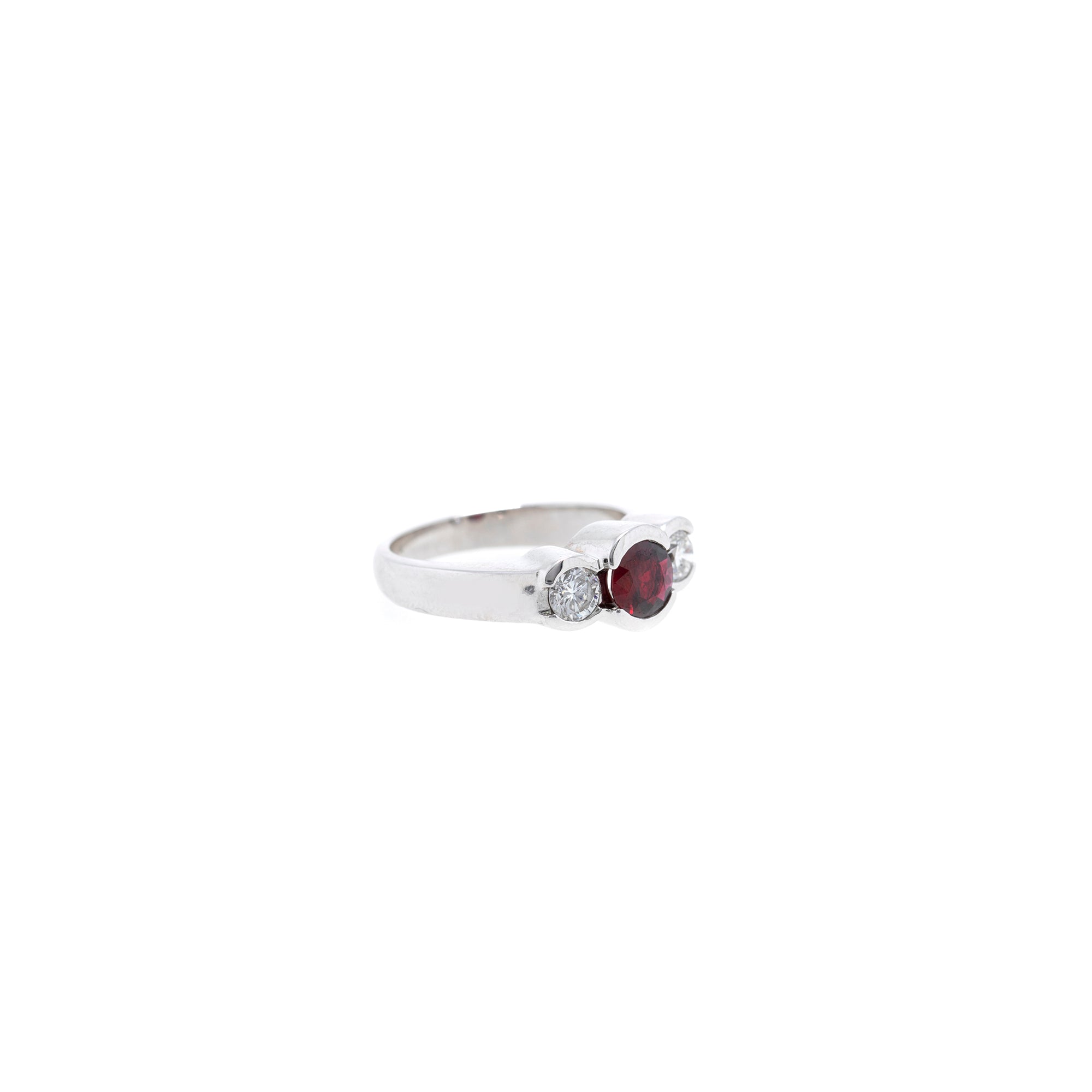 Ruby and Diamond Three Stone Ring