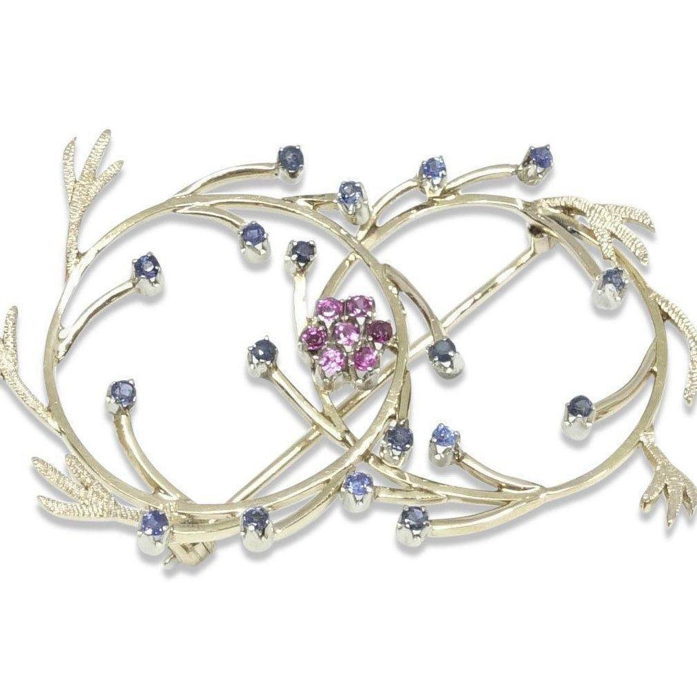 Ruby and Sapphire Brooch