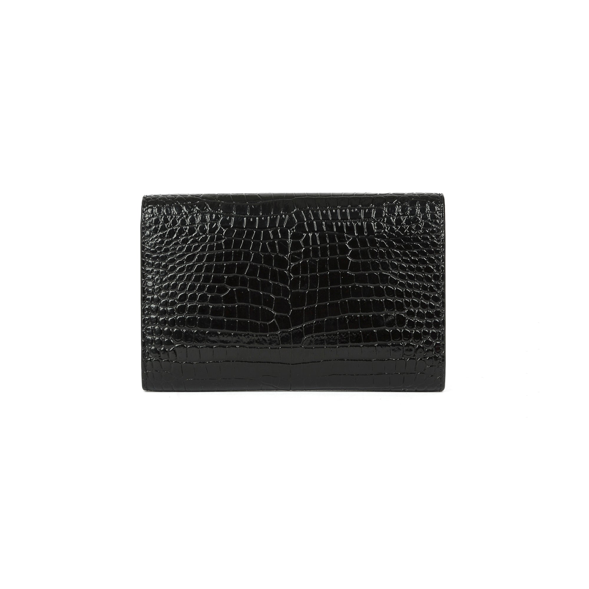 Saint Laurent 2021 Crocodile-Embossed Uptown Chain Wallet w/ Box