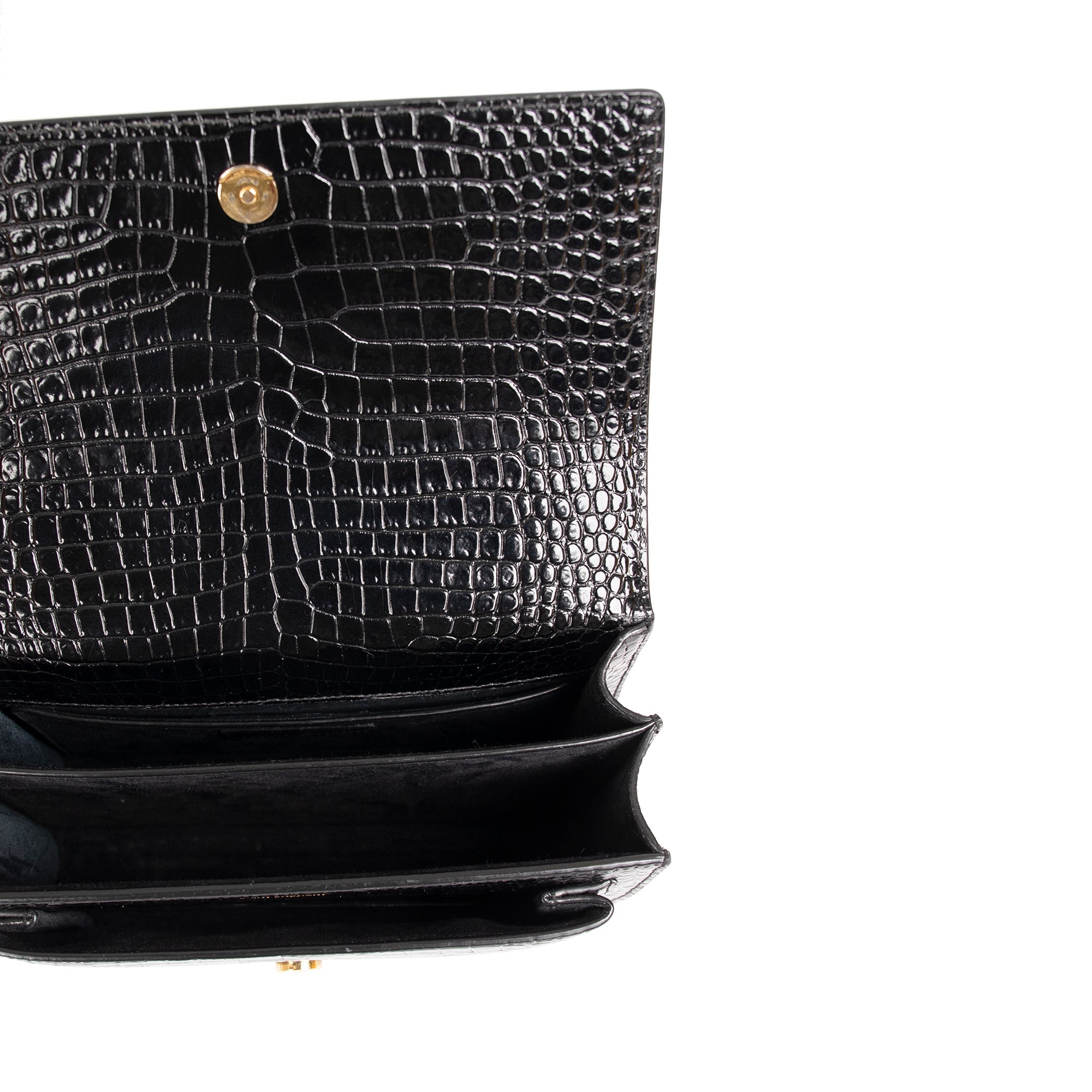 Saint Laurent 2021 Medium Crocodile Embossed Sunset Bag w/ Box