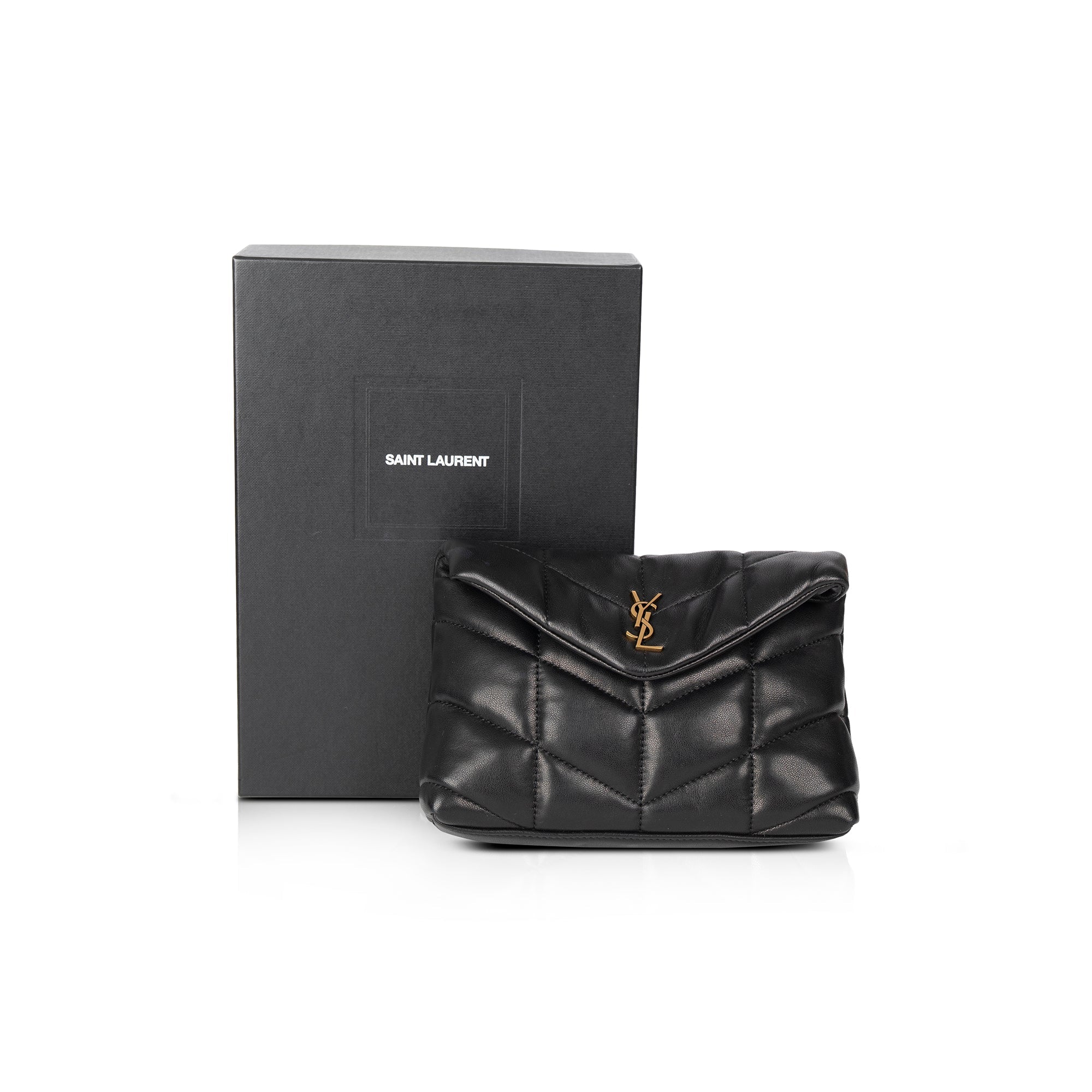 Saint Laurent 2021 Small Puffer Pouch w/ Box