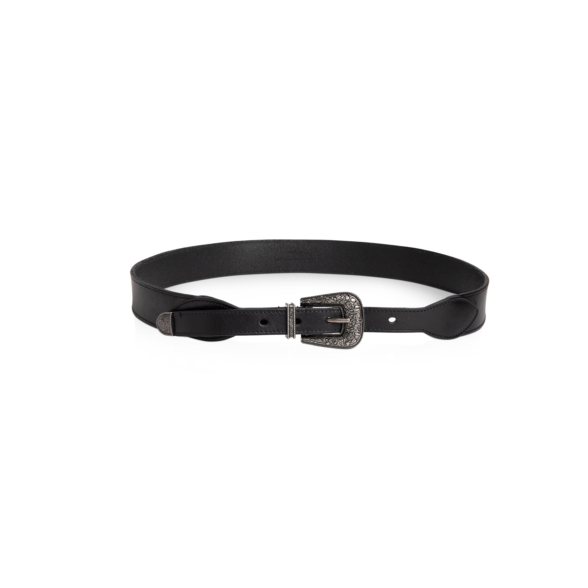 Saint Laurent 2022 Folk Buckle Leather Belt w/ Box