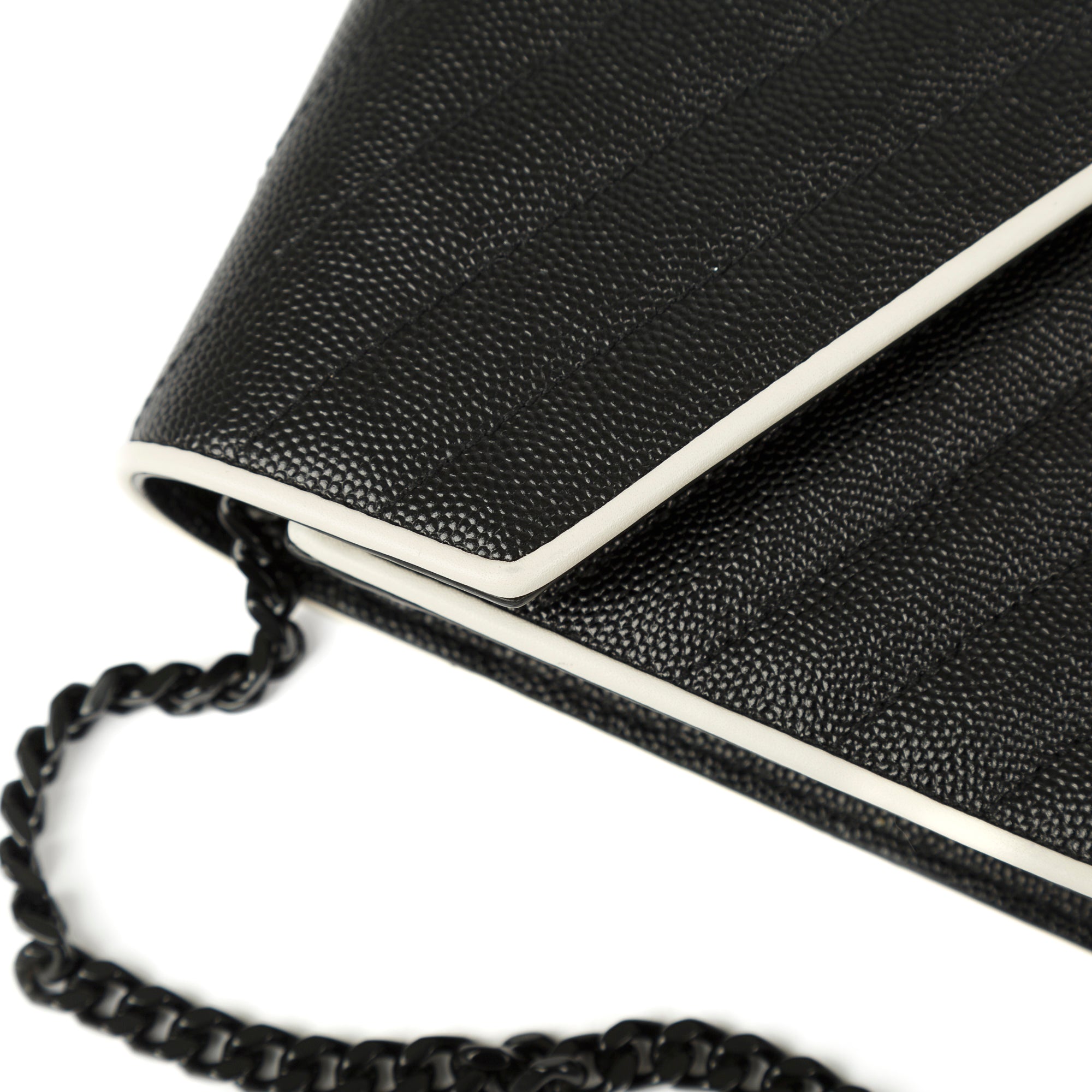 Saint Laurent Bicolour Cassandre Chain Wallet w/ Box