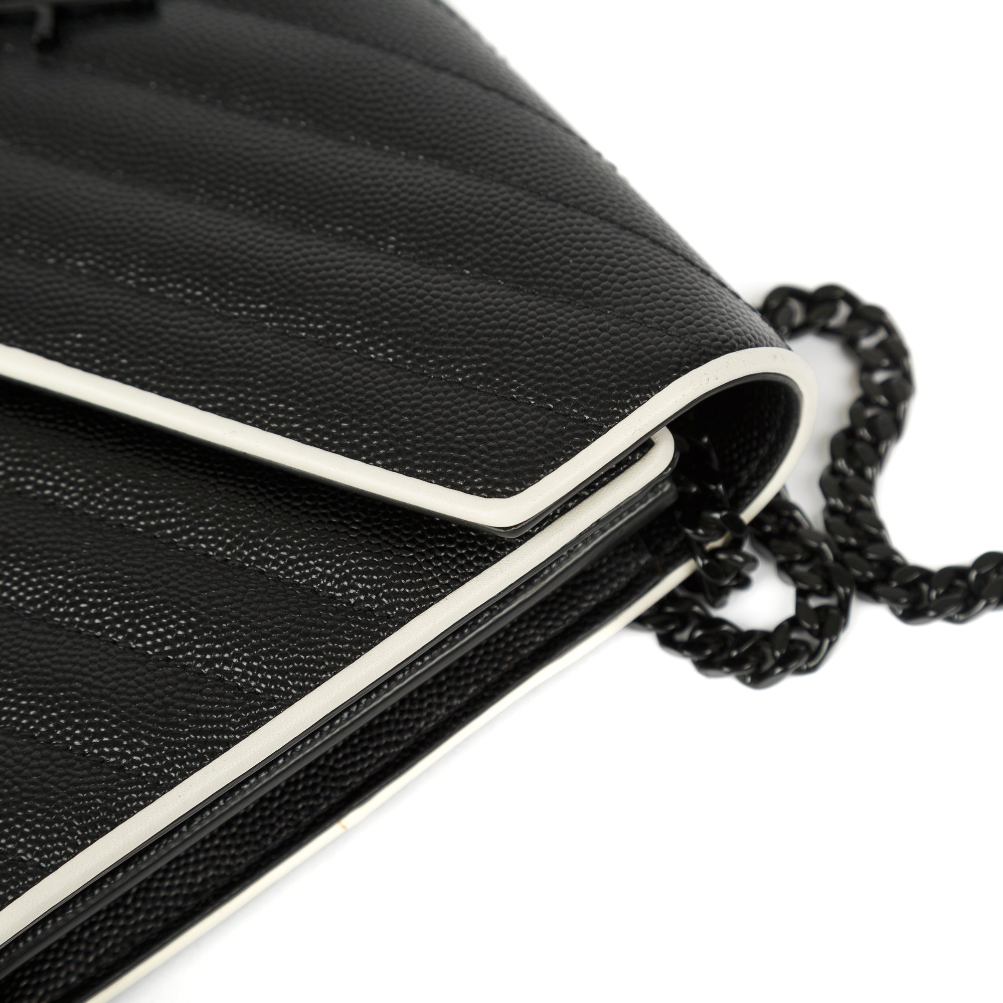 Saint Laurent Bicolour Cassandre Chain Wallet w/ Box