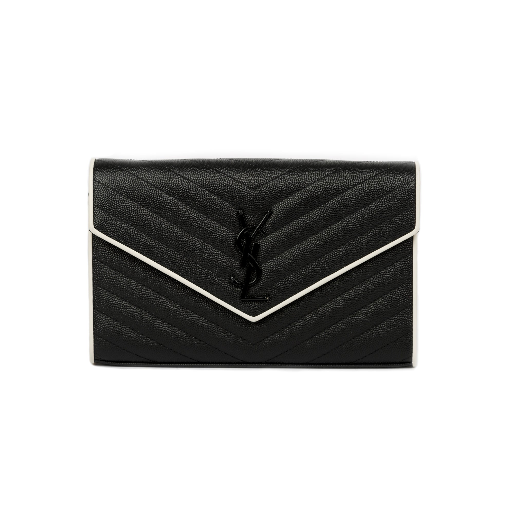Saint Laurent Bicolour Cassandre Chain Wallet w/ Box