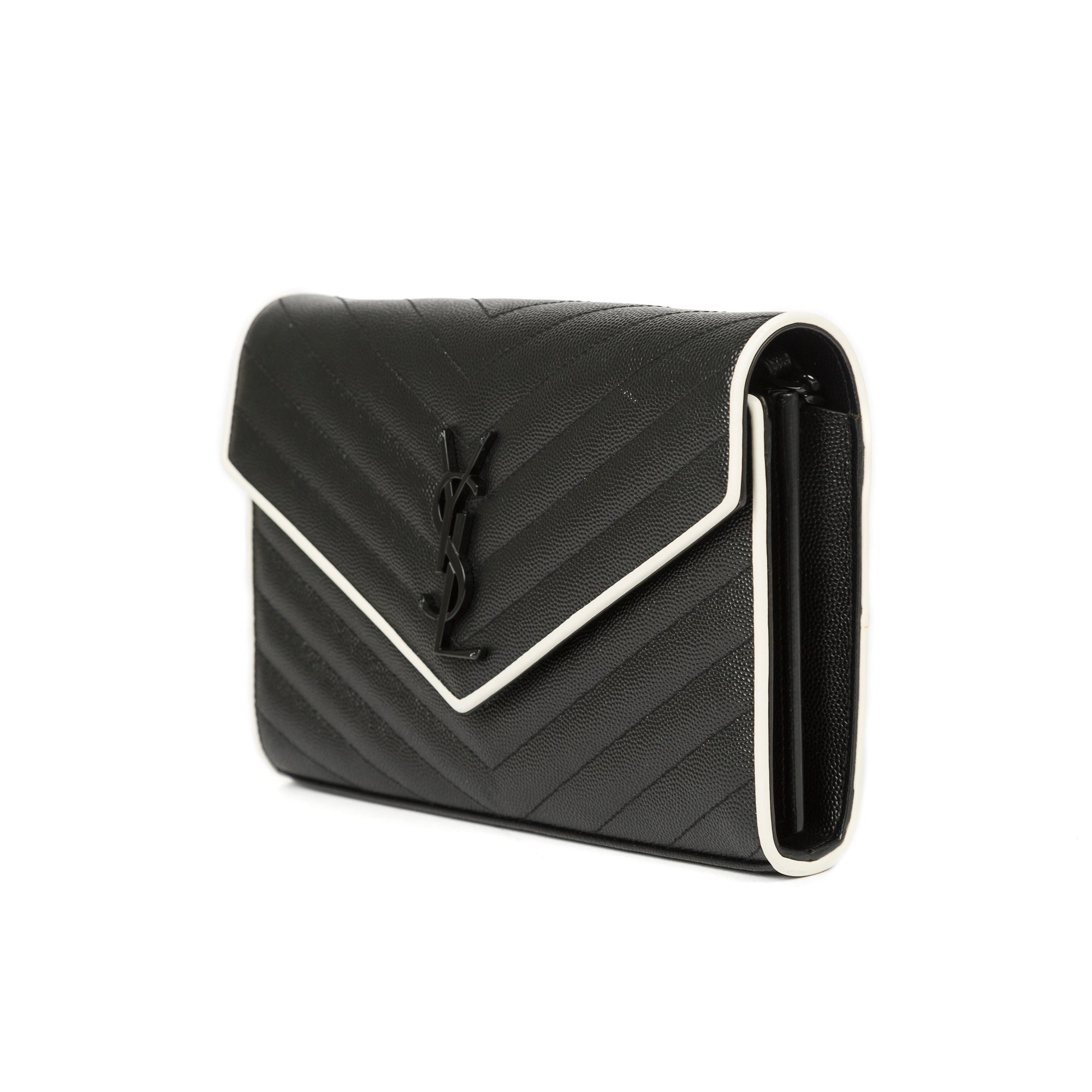 Saint Laurent Bicolour Cassandre Chain Wallet w/ Box