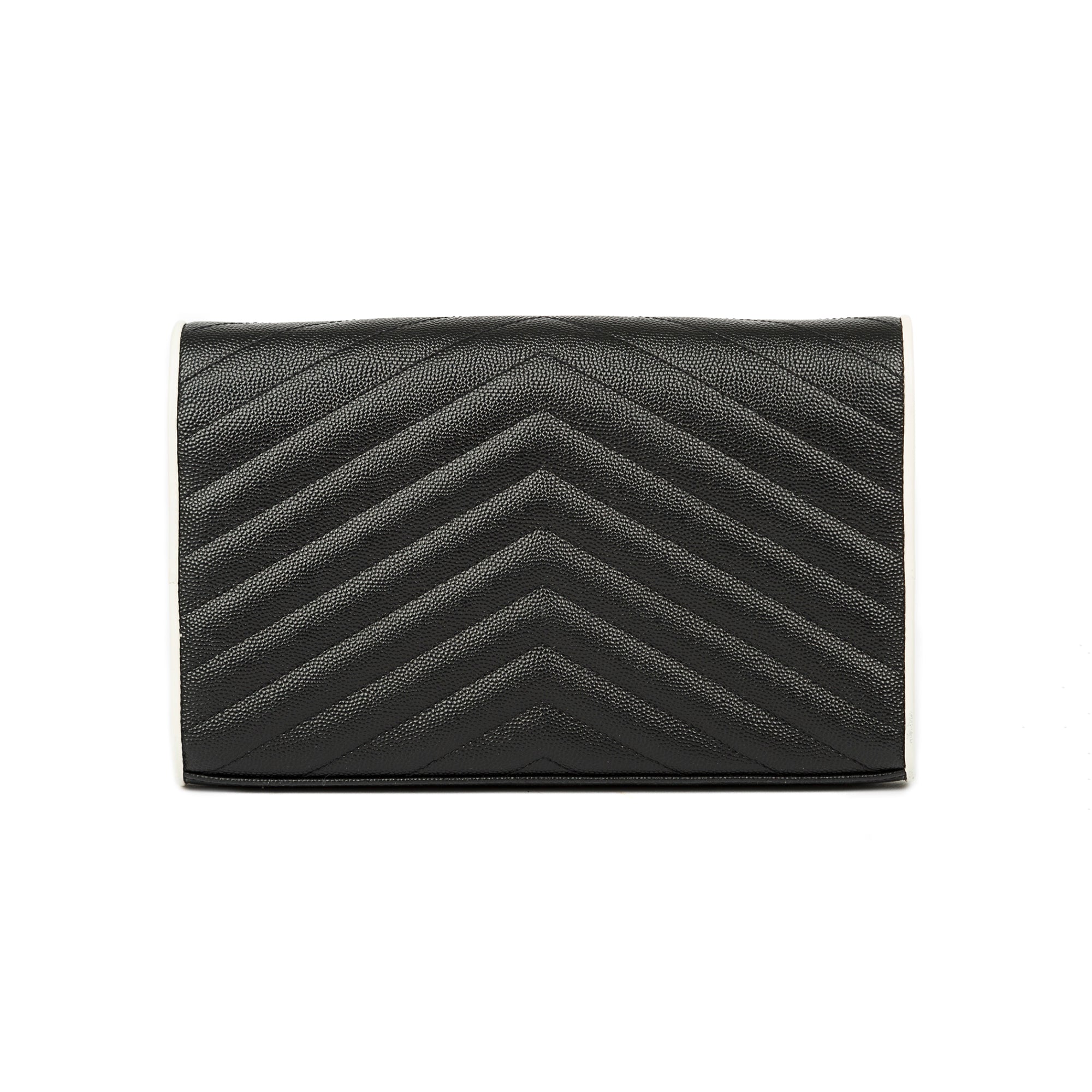Saint Laurent Bicolour Cassandre Chain Wallet w/ Box