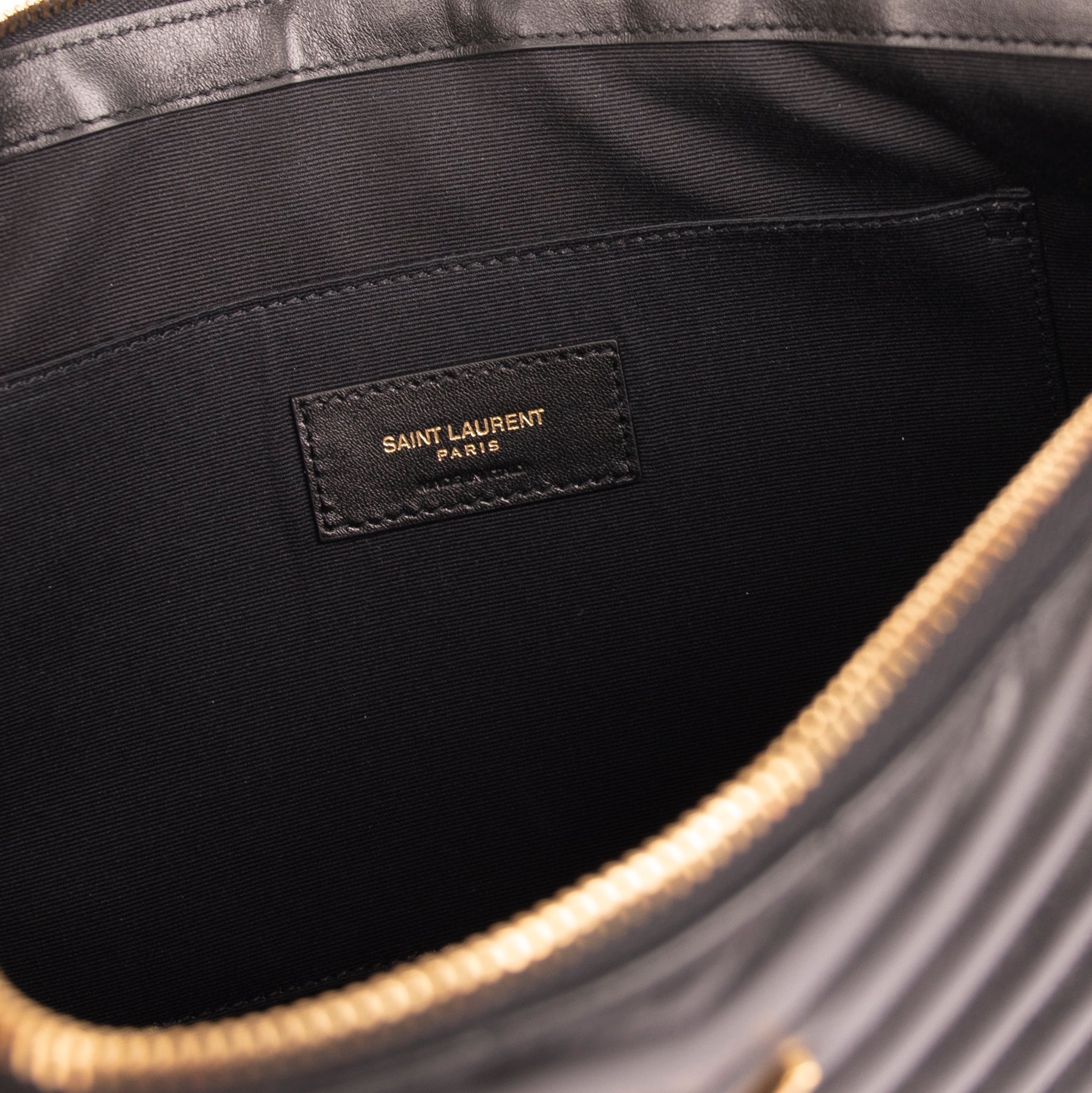 Saint Laurent Black Matelasse Document Holder w/ Strap