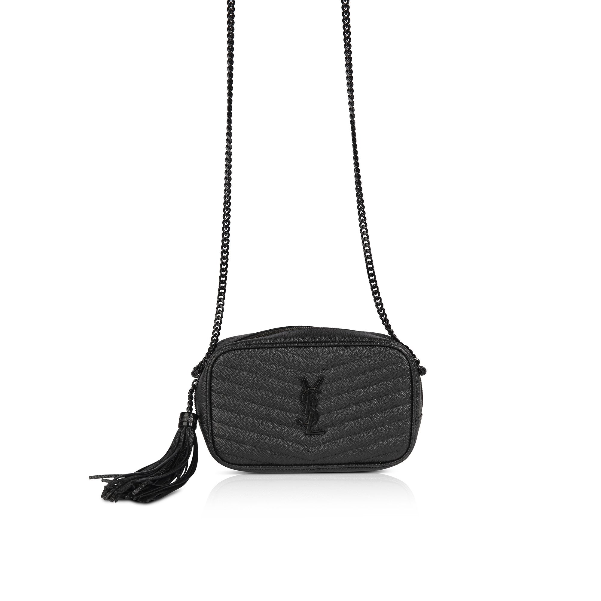 Saint Laurent Black Matelasse Lou Mini Crossbody Bag w/ Box