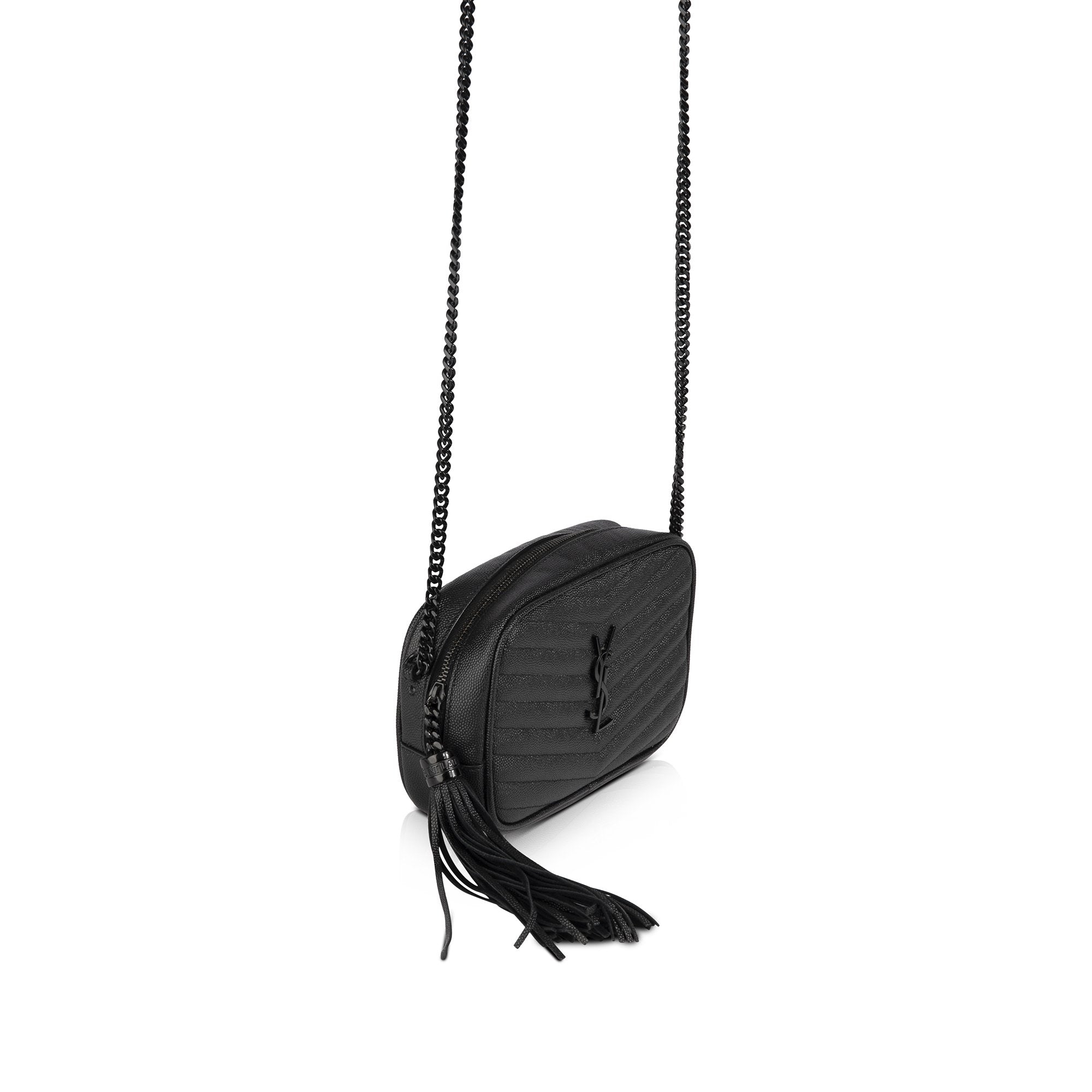 Saint Laurent Black Matelasse Lou Mini Crossbody Bag w/ Box