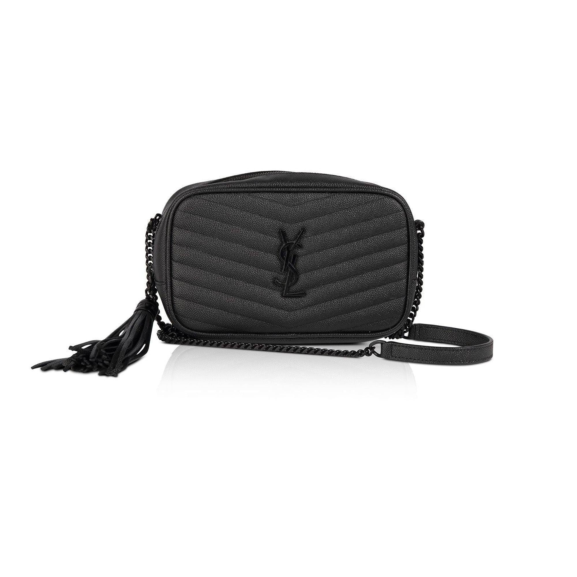 Saint Laurent Black Matelasse Lou Mini Crossbody Bag w/ Box