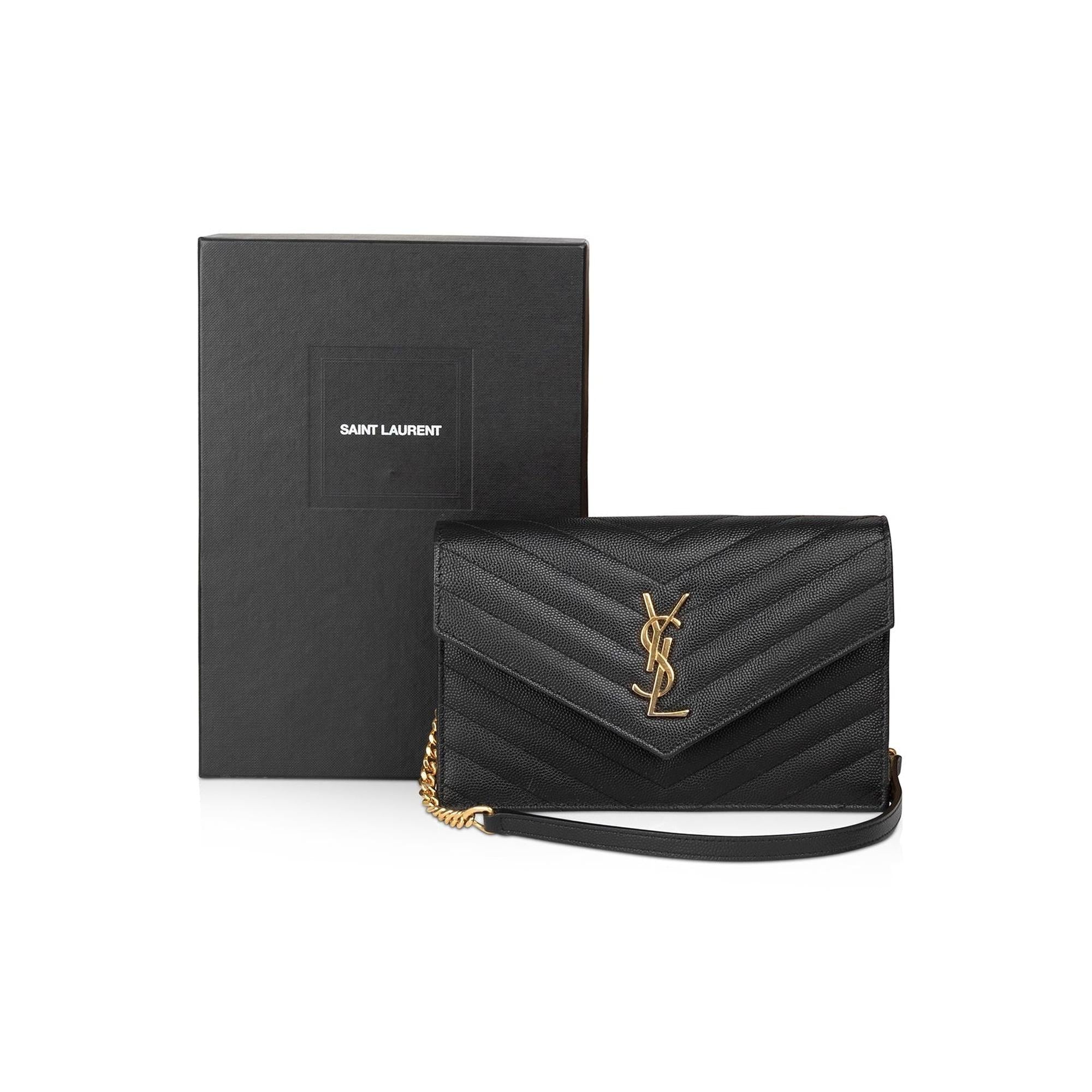 Saint Laurent Cassandre Envelope Chain Wallet w/ Box