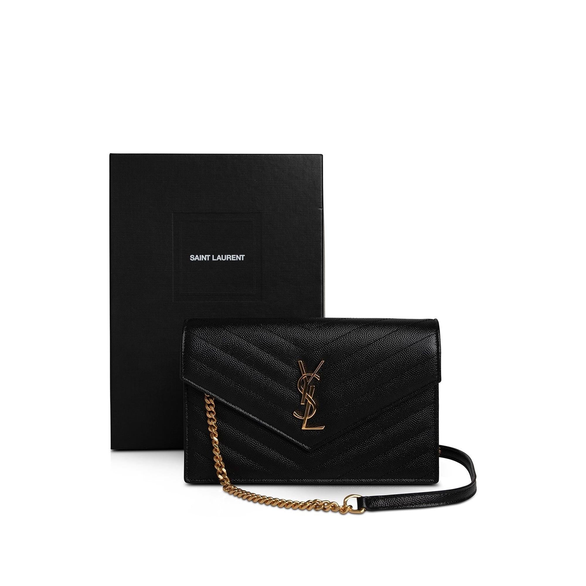 Saint Laurent Cassandre Envelope Chain Wallet w/ Box