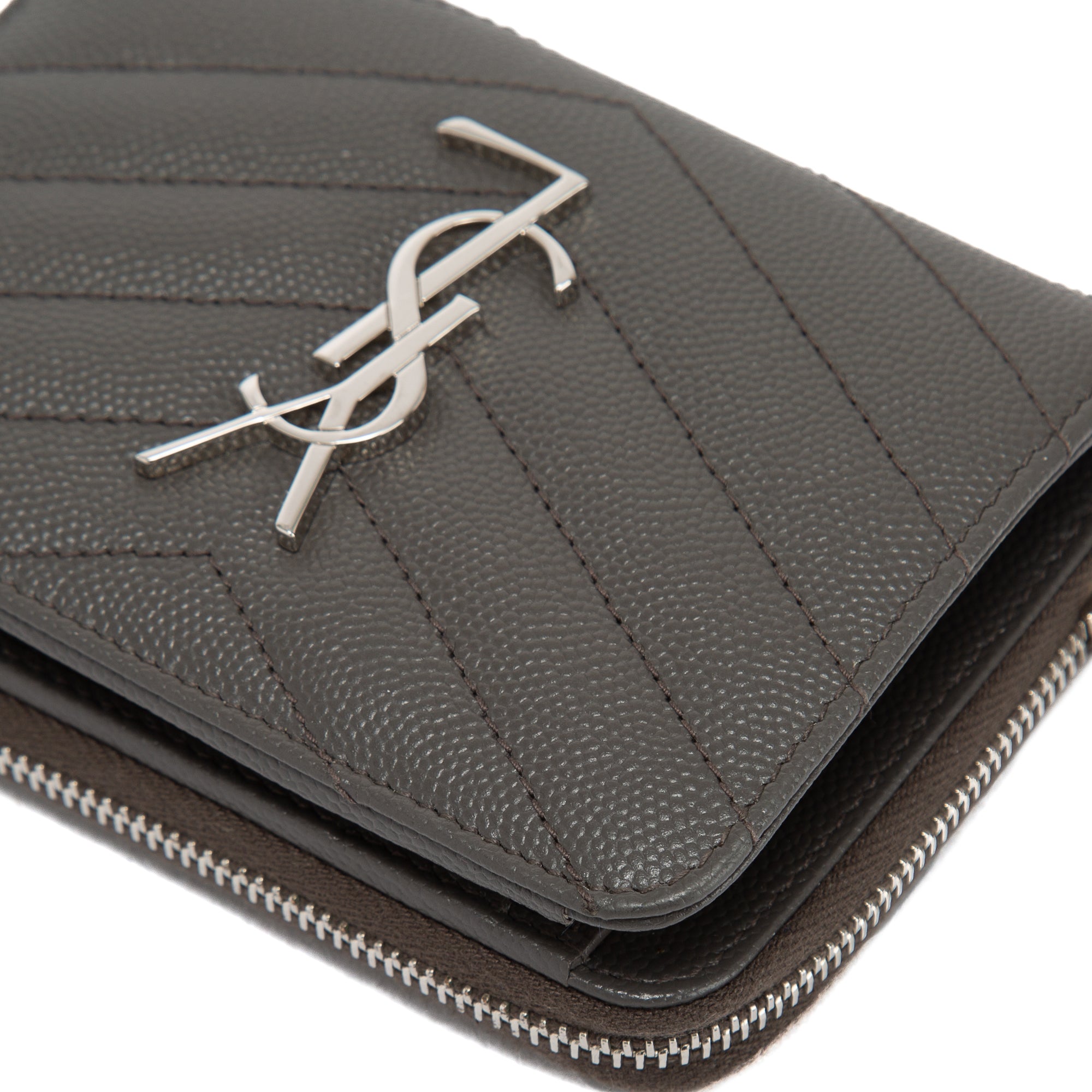 Saint Laurent Cassandre Matelasse Compact Zip Around Wallet