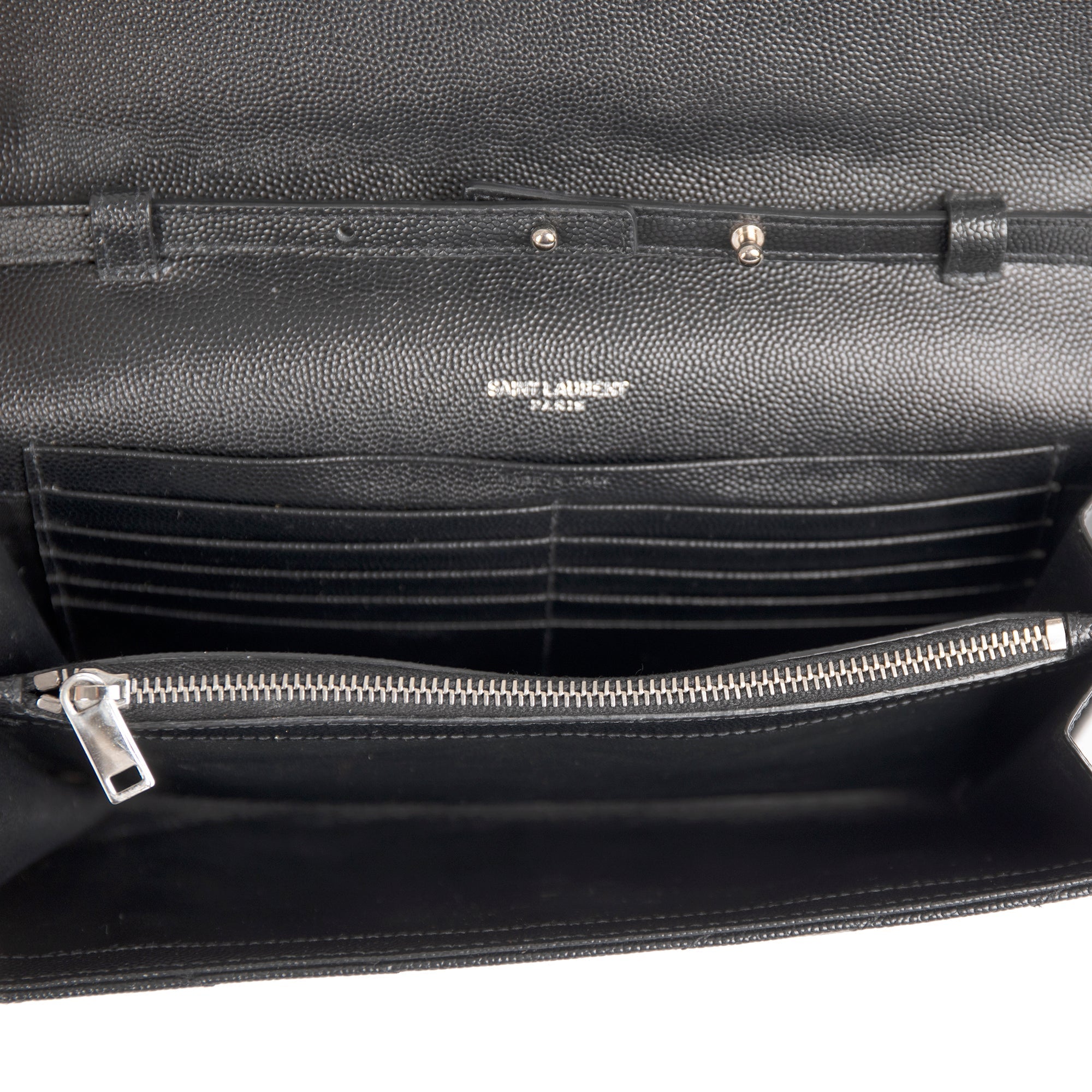 Saint Laurent Chevron Leather Cassandre Chain Wallet