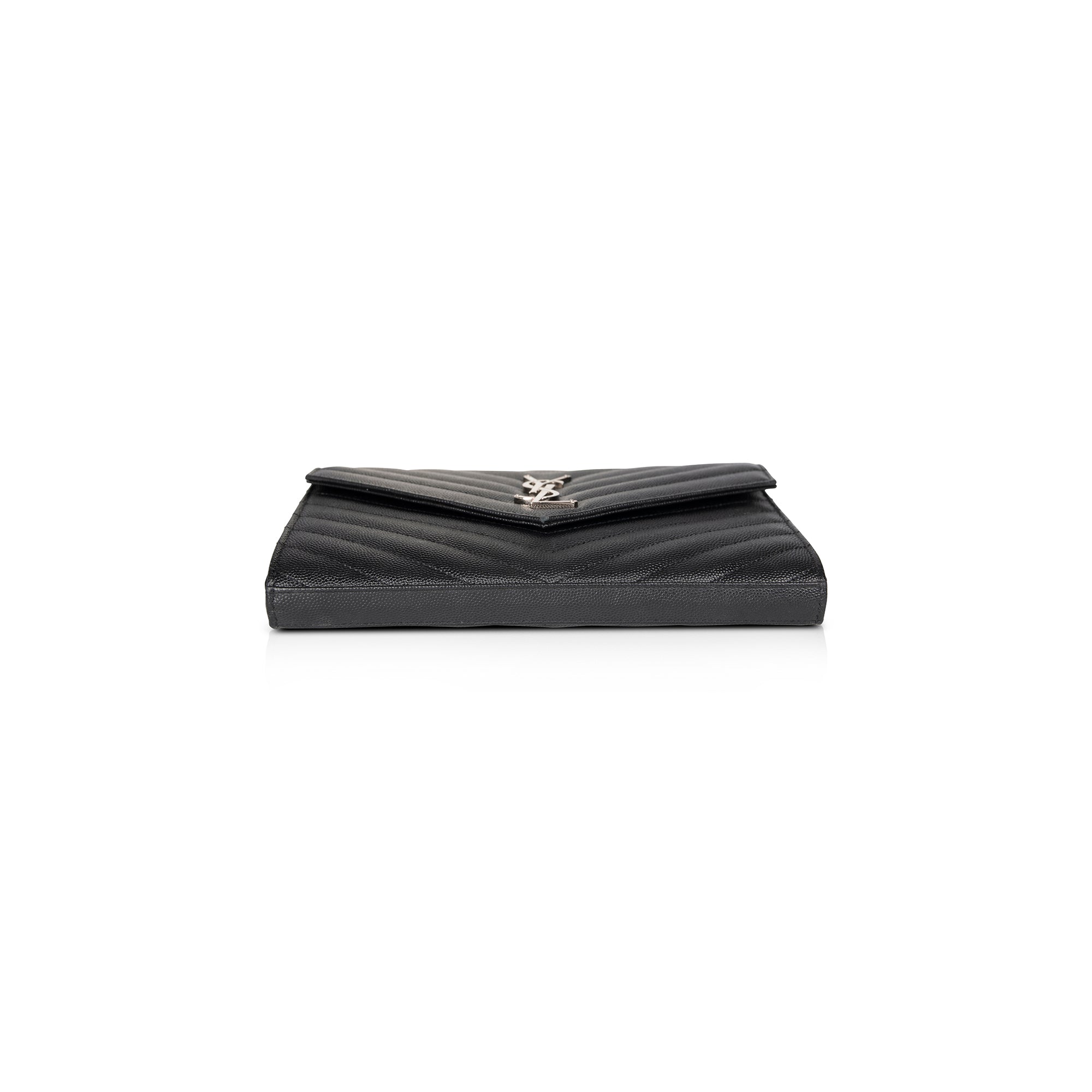 Saint Laurent Chevron Leather Cassandre Chain Wallet