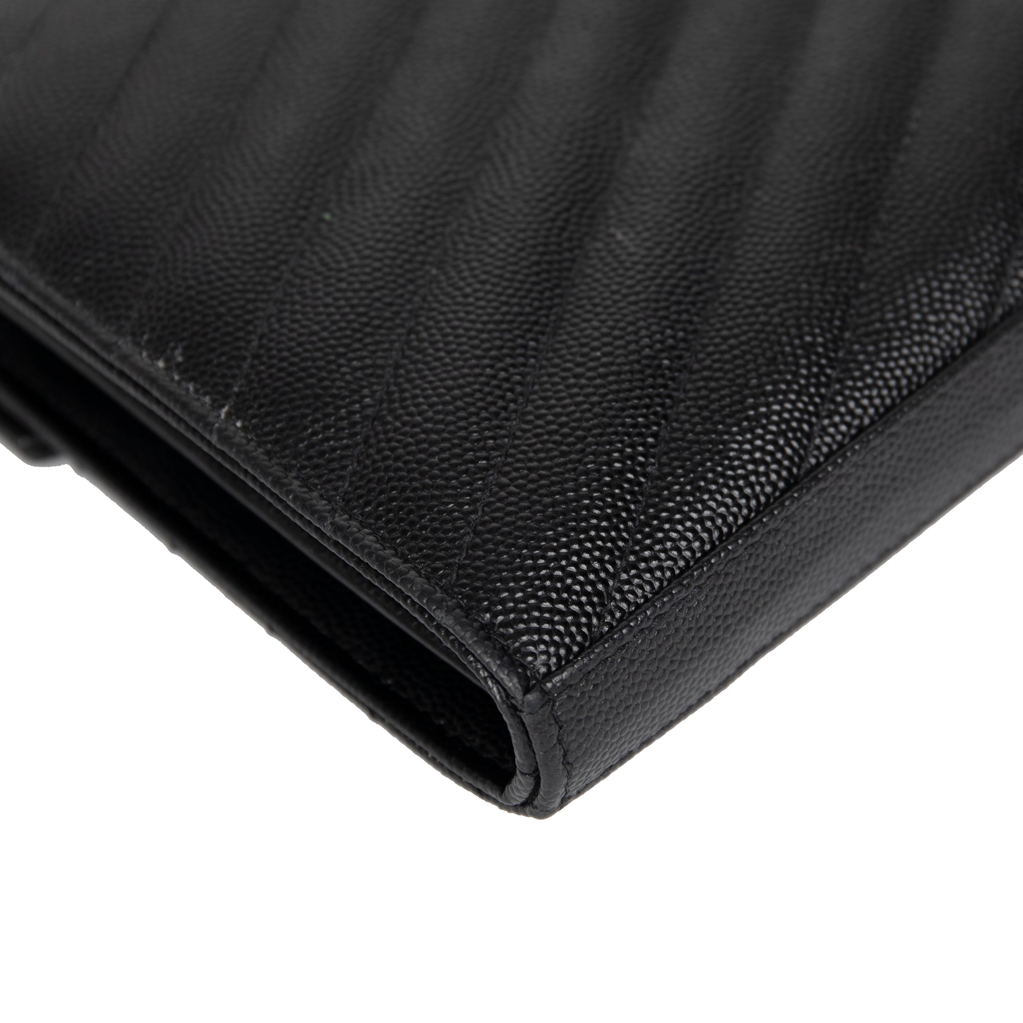 Saint Laurent Chevron Leather Cassandre Chain Wallet