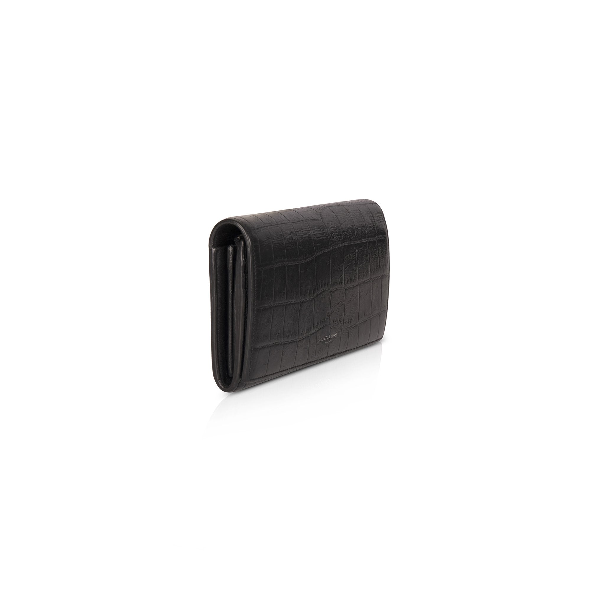 Saint Laurent Croc Embossed Continental Wallet