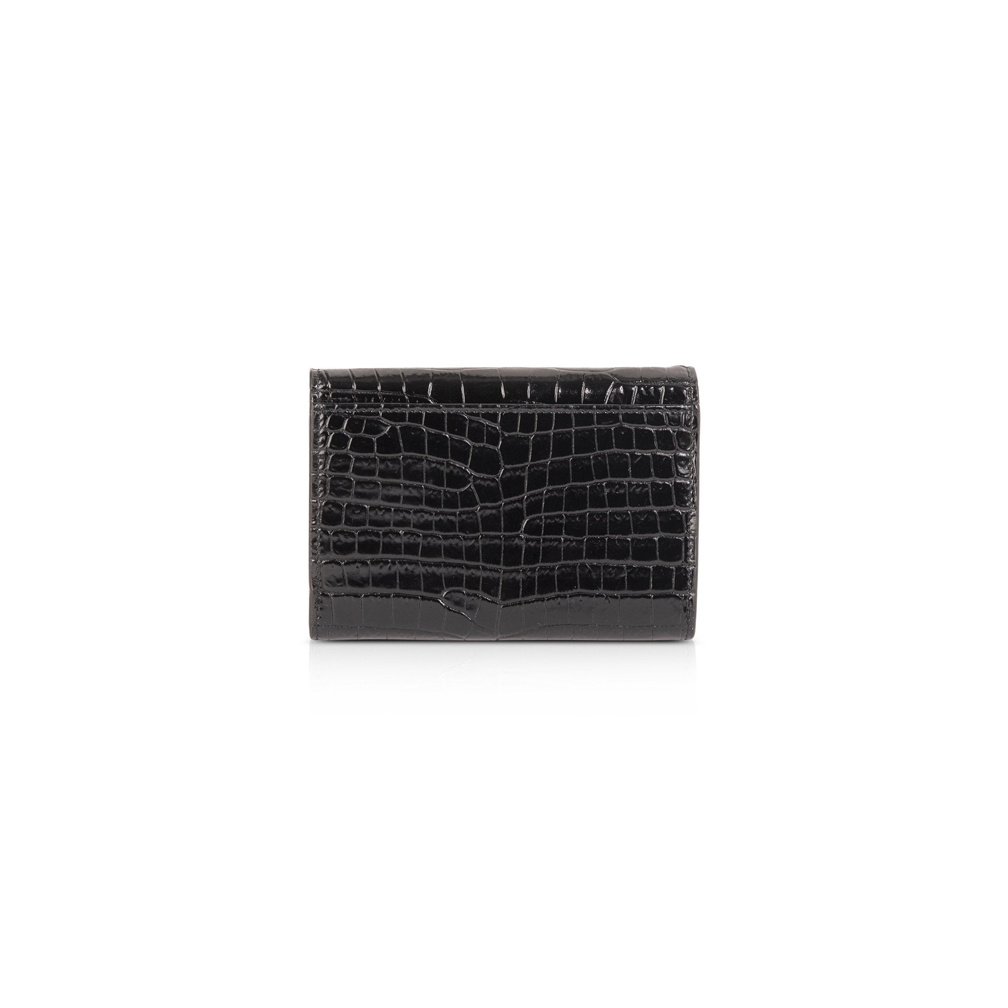 Saint Laurent Croc Embossed Small Envelope Wallet