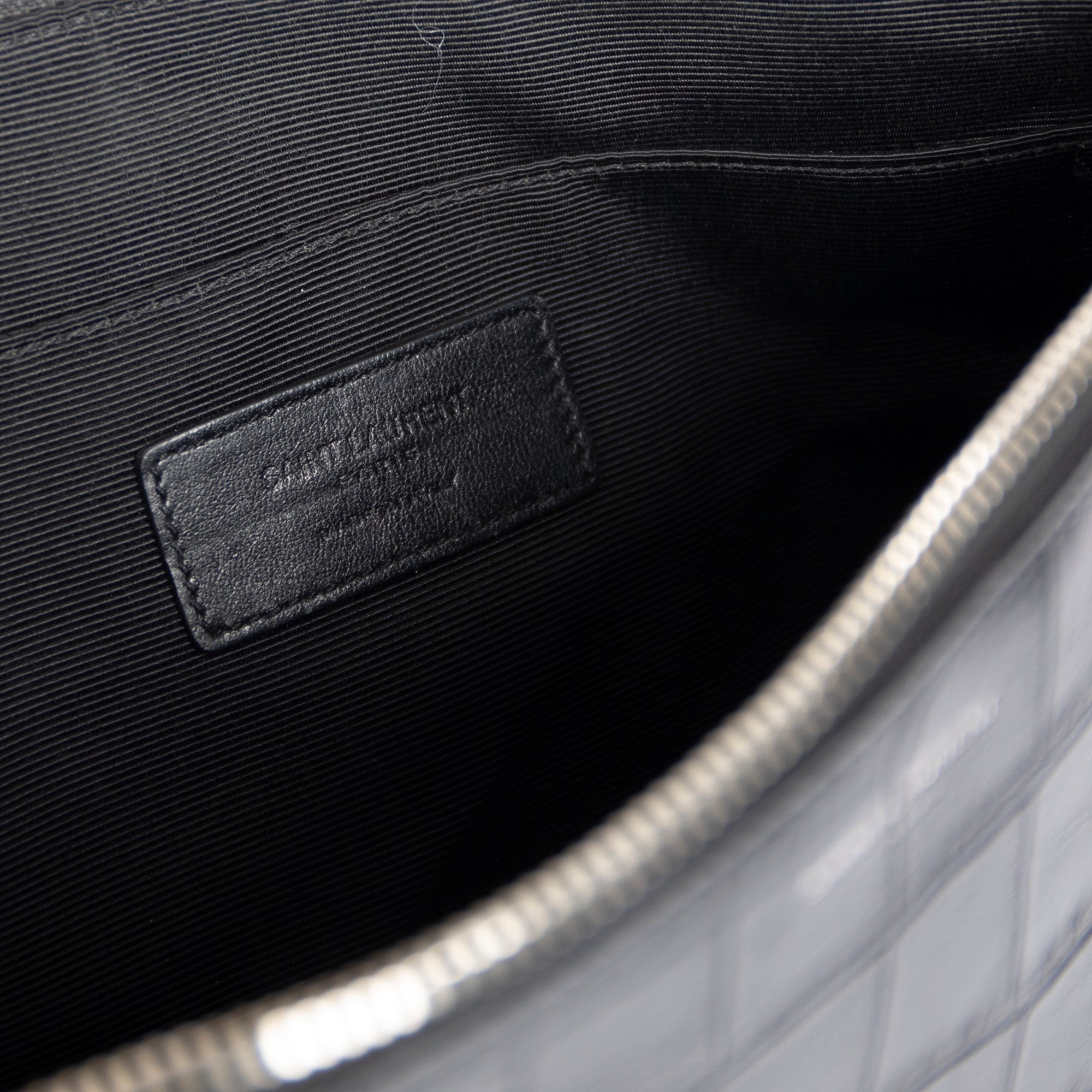 Saint Laurent Crocodile Embossed Zip Tablet Holder