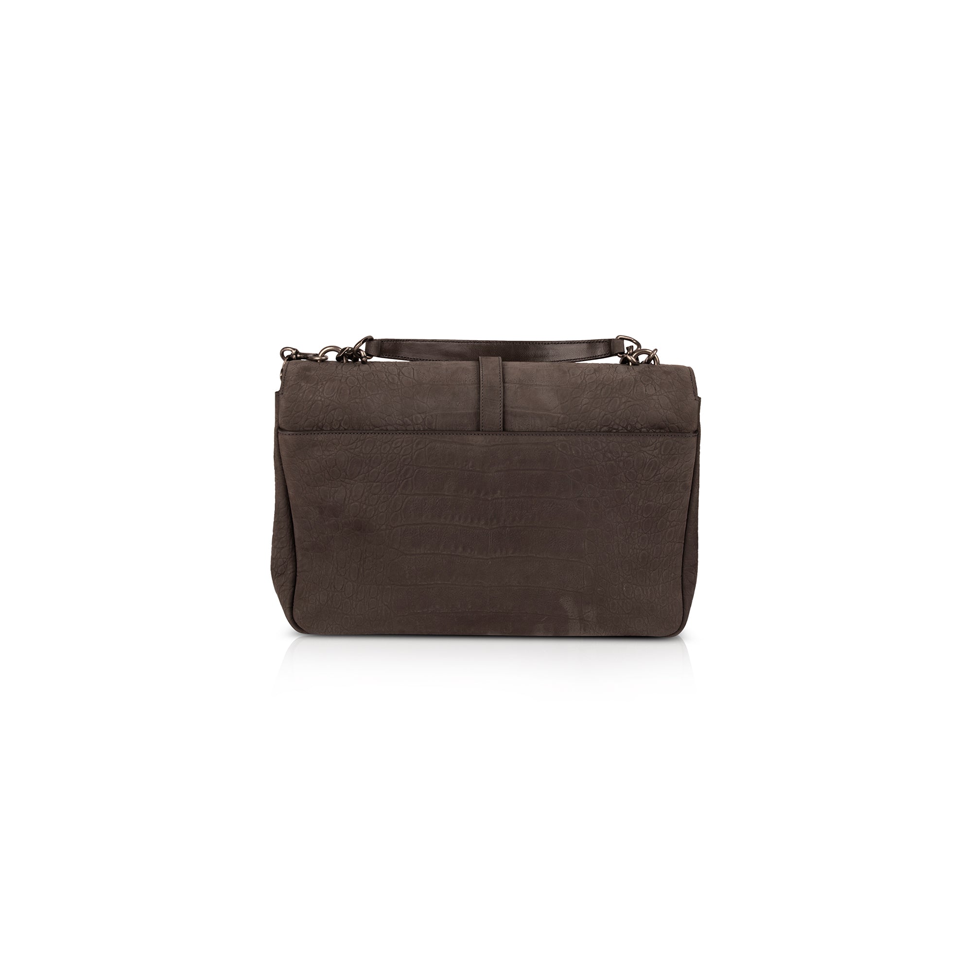 Saint Laurent Large Croc Embossed Nubuck College Bag
