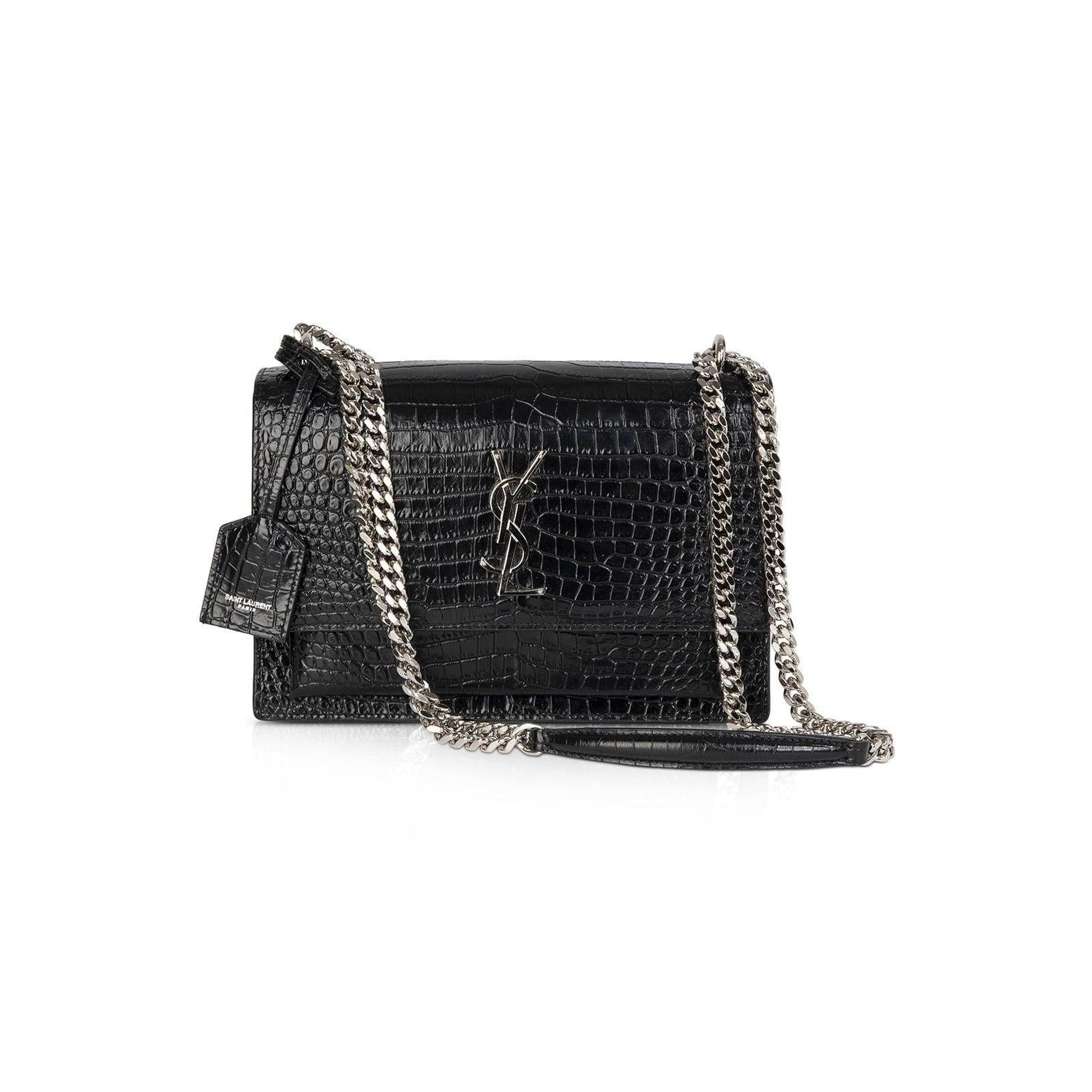 Saint Laurent Medium Crocodile Embossed Sunset Bag