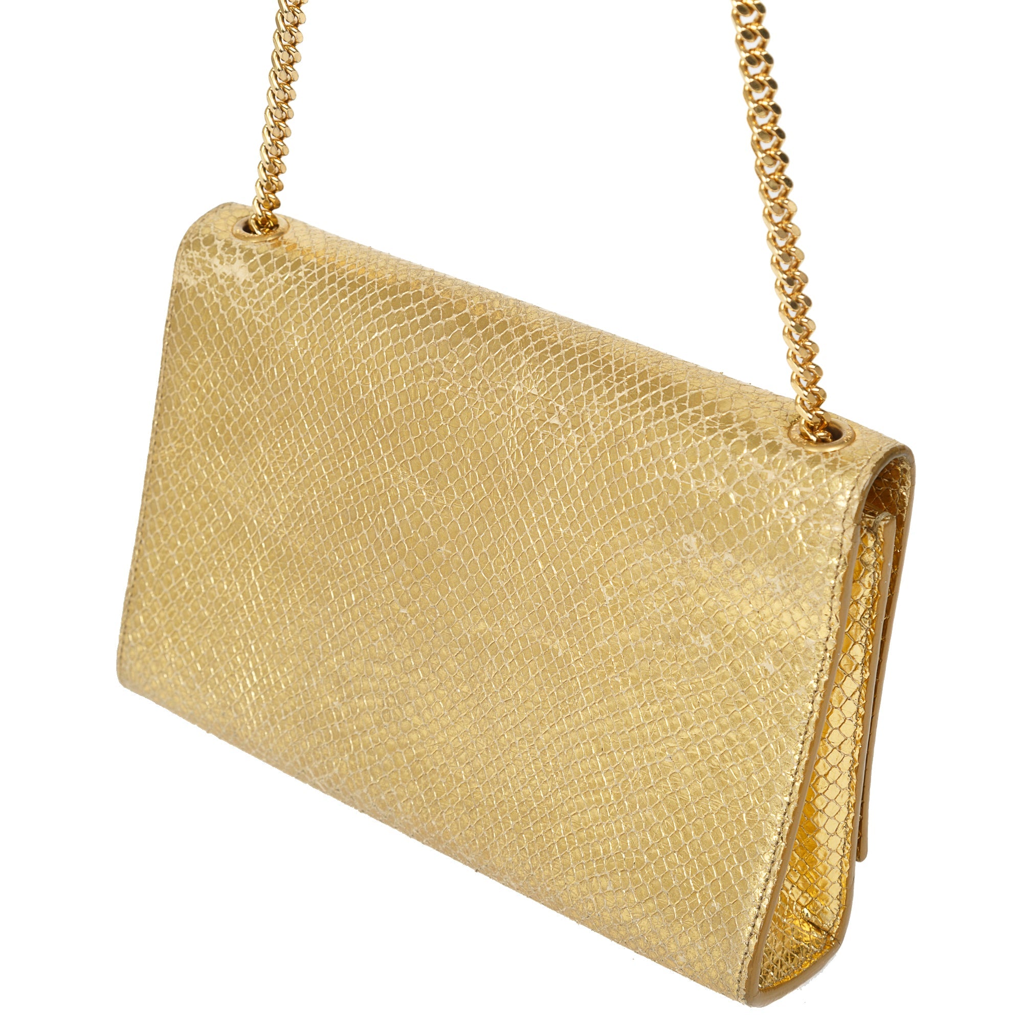 Saint Laurent Medium Python-Embossed Kate Monogram Tassel Bag w/ Box