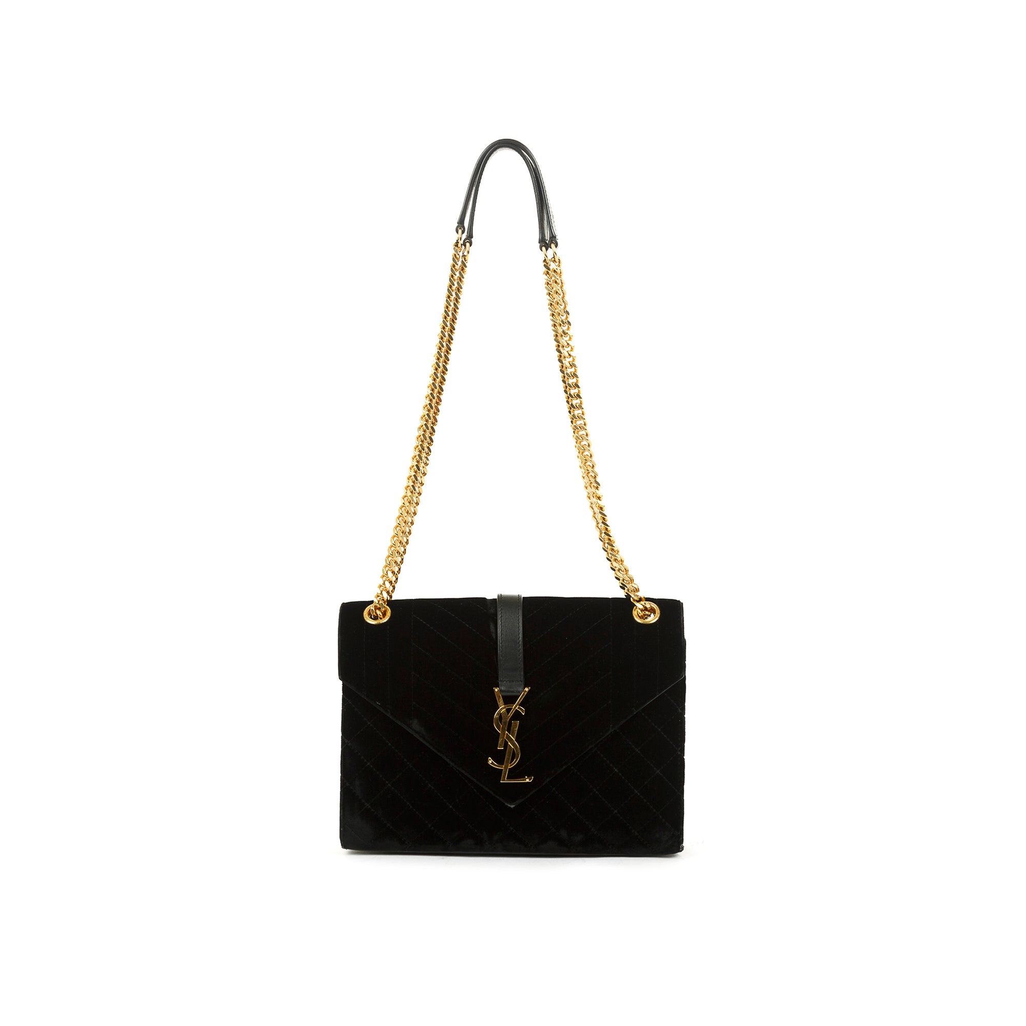 Saint Laurent Medium Velvet Mix Matelasse Envelope Chain Bag