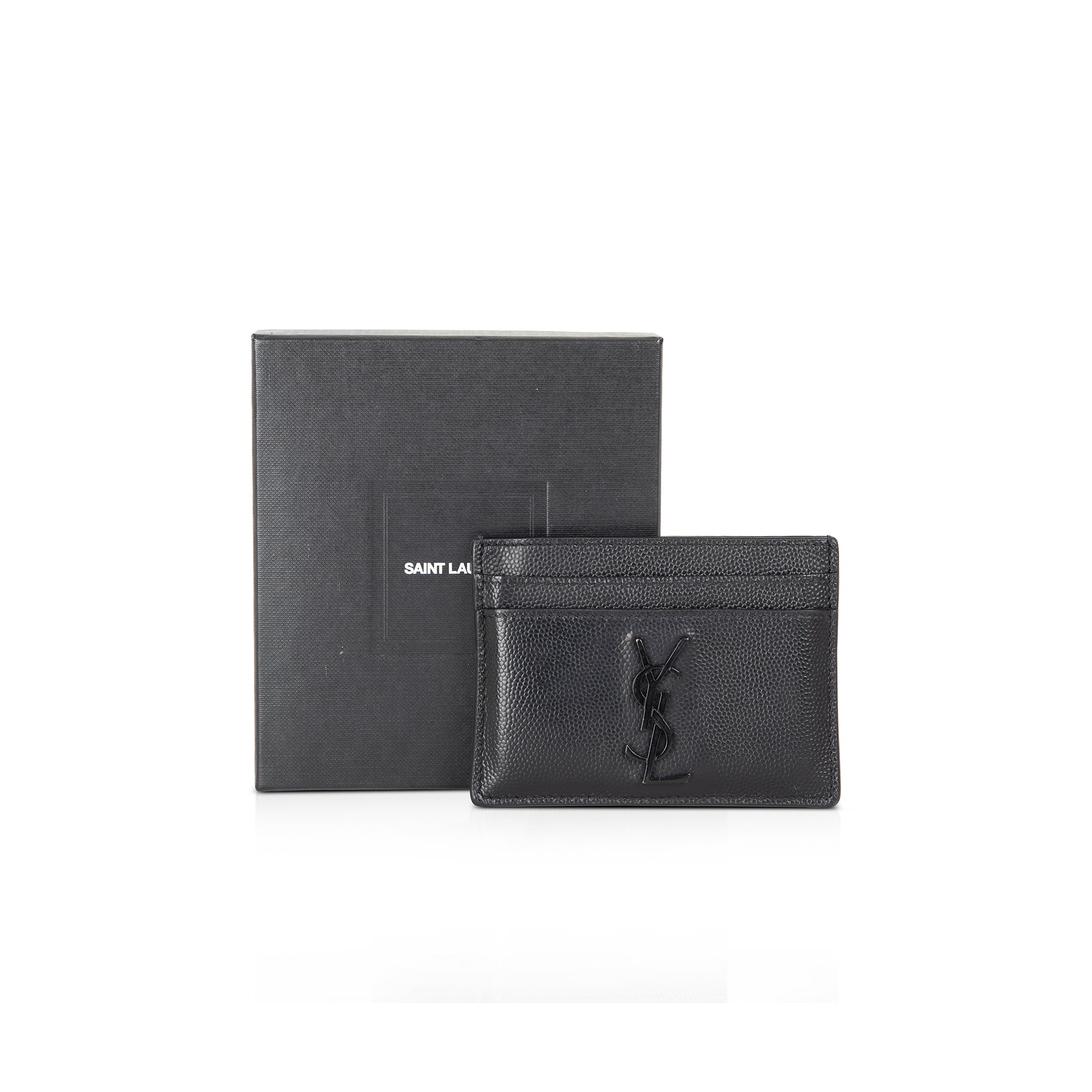 Saint Laurent Monogram Leather Card Holder w/ Box & Receipt