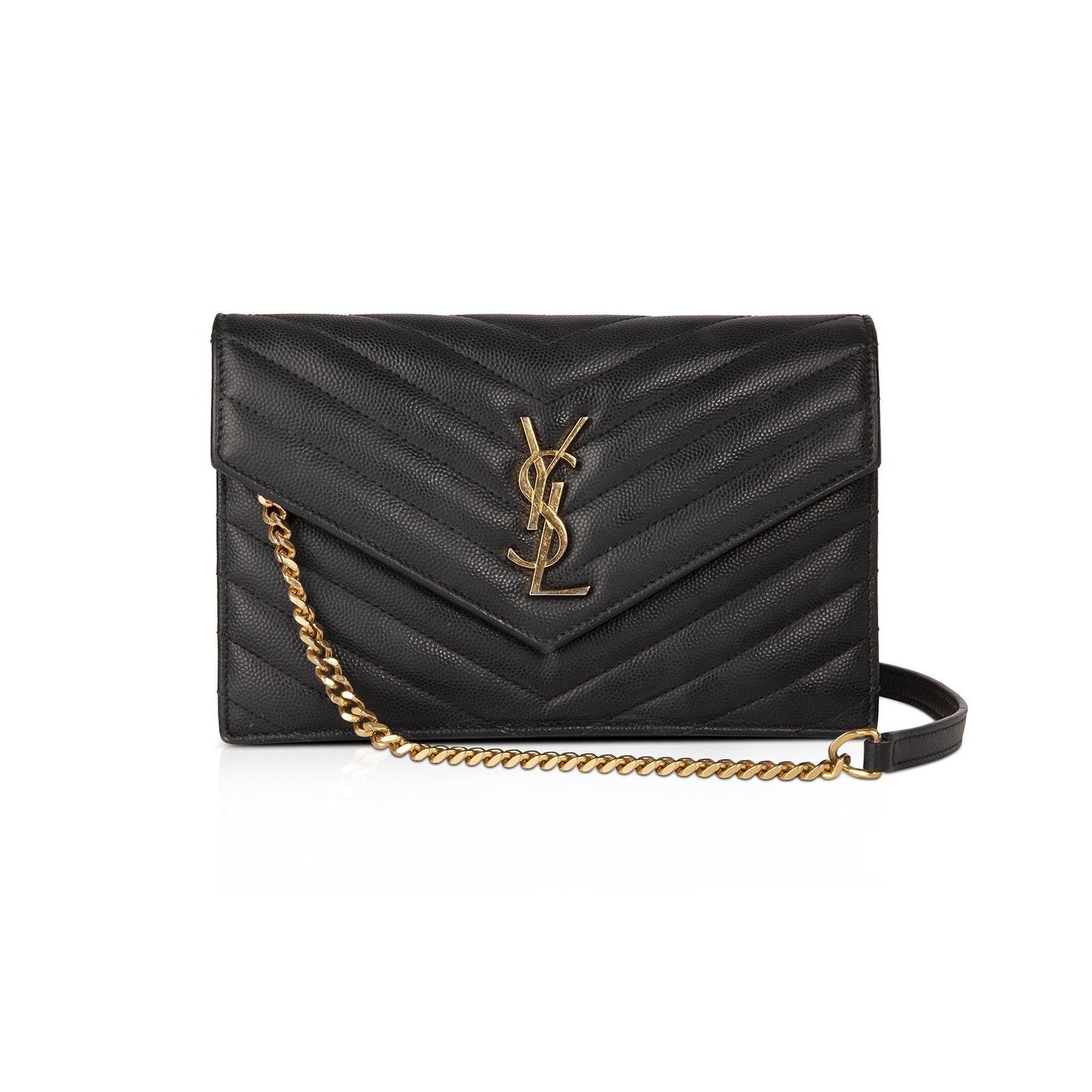 Saint Laurent Monogram Matelasse Envelope Chain Wallet w/ Box