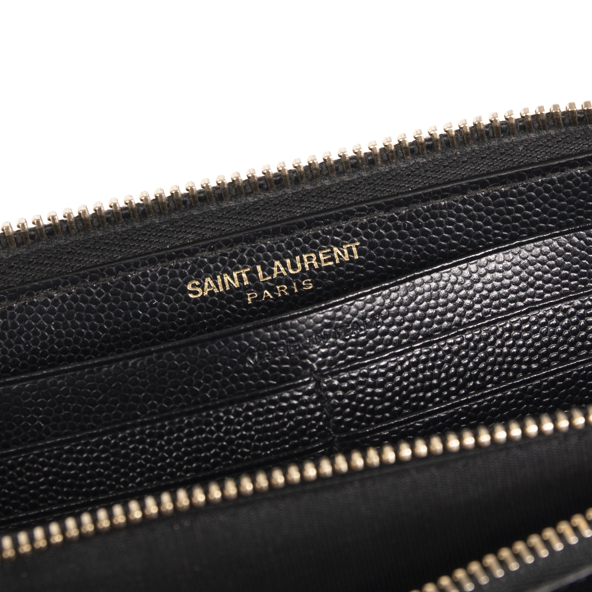 Saint Laurent Monogram Zip-Up Leather Wallet w/Box