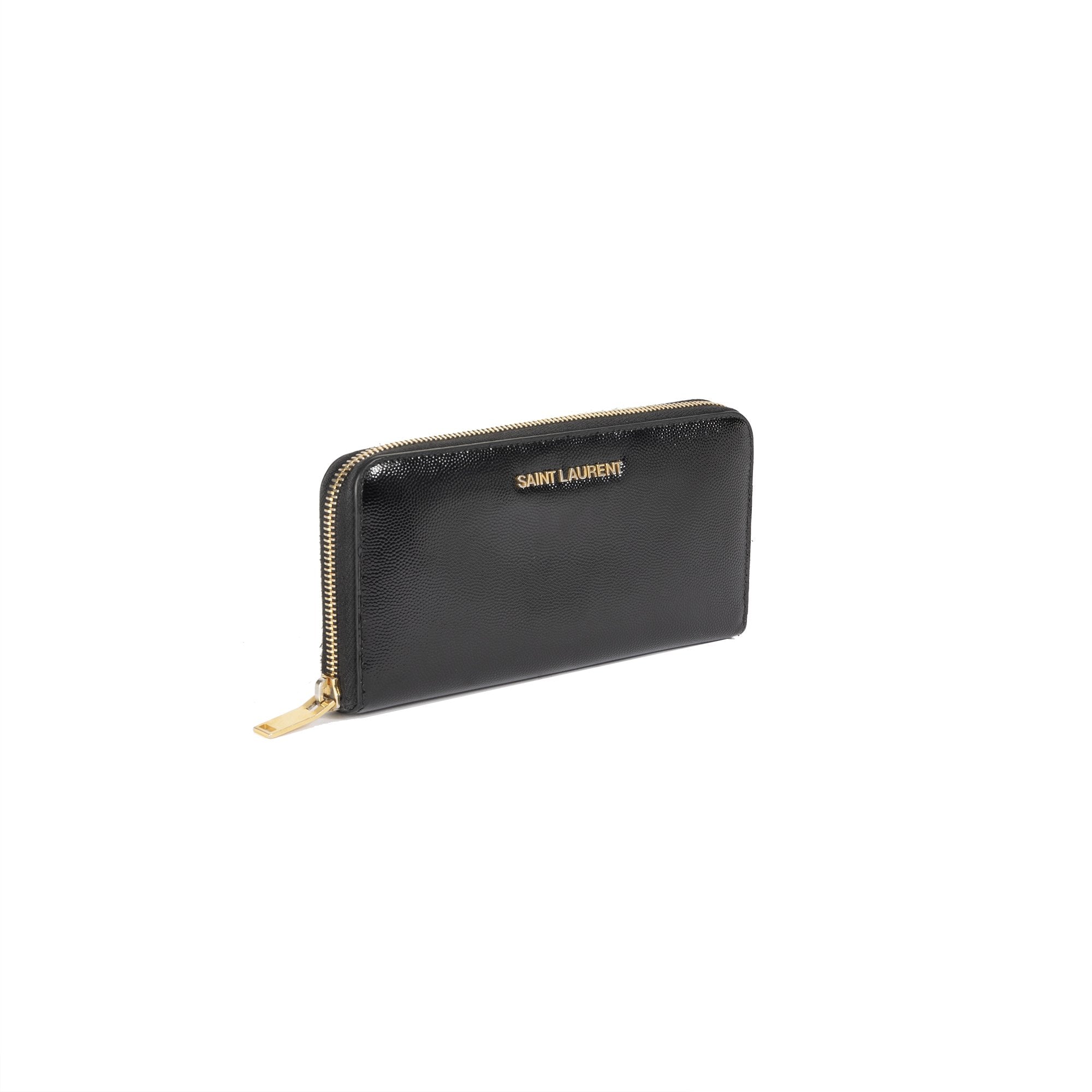Saint Laurent Shiny Leather Zip Wallet