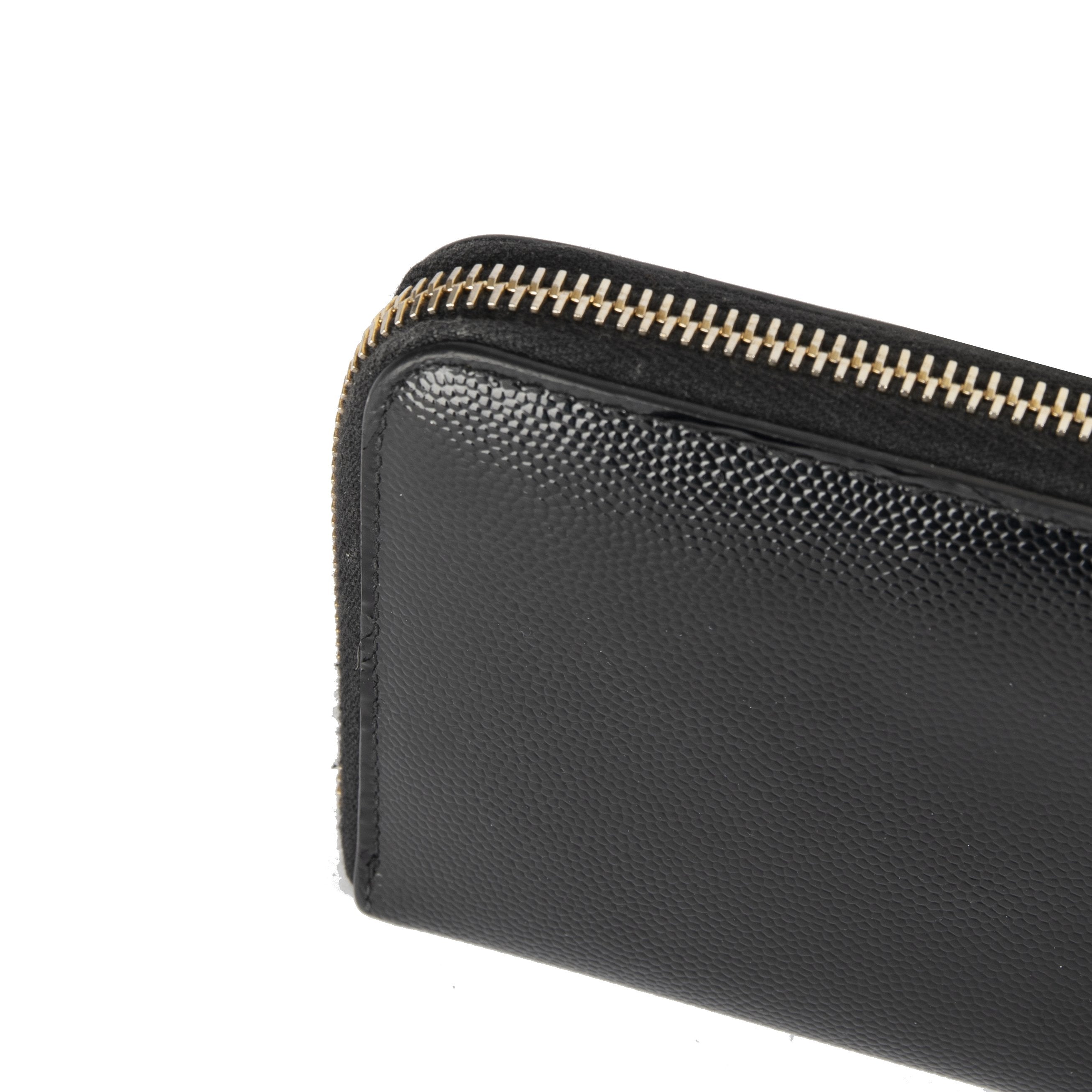 Saint Laurent Shiny Leather Zip Wallet
