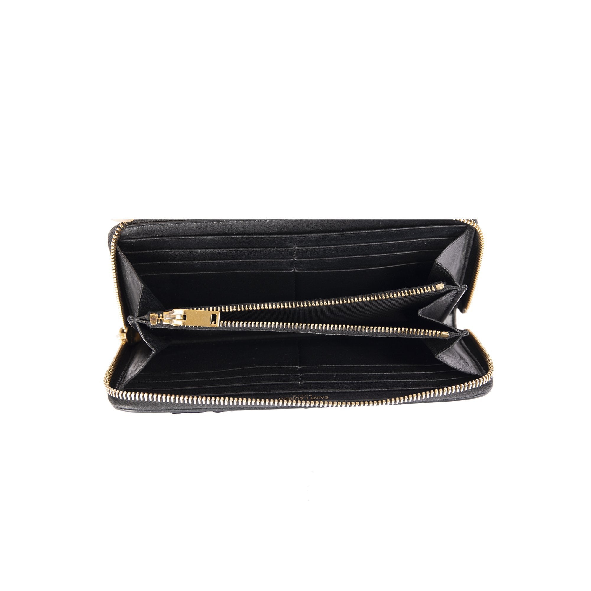 Saint Laurent Shiny Leather Zip Wallet